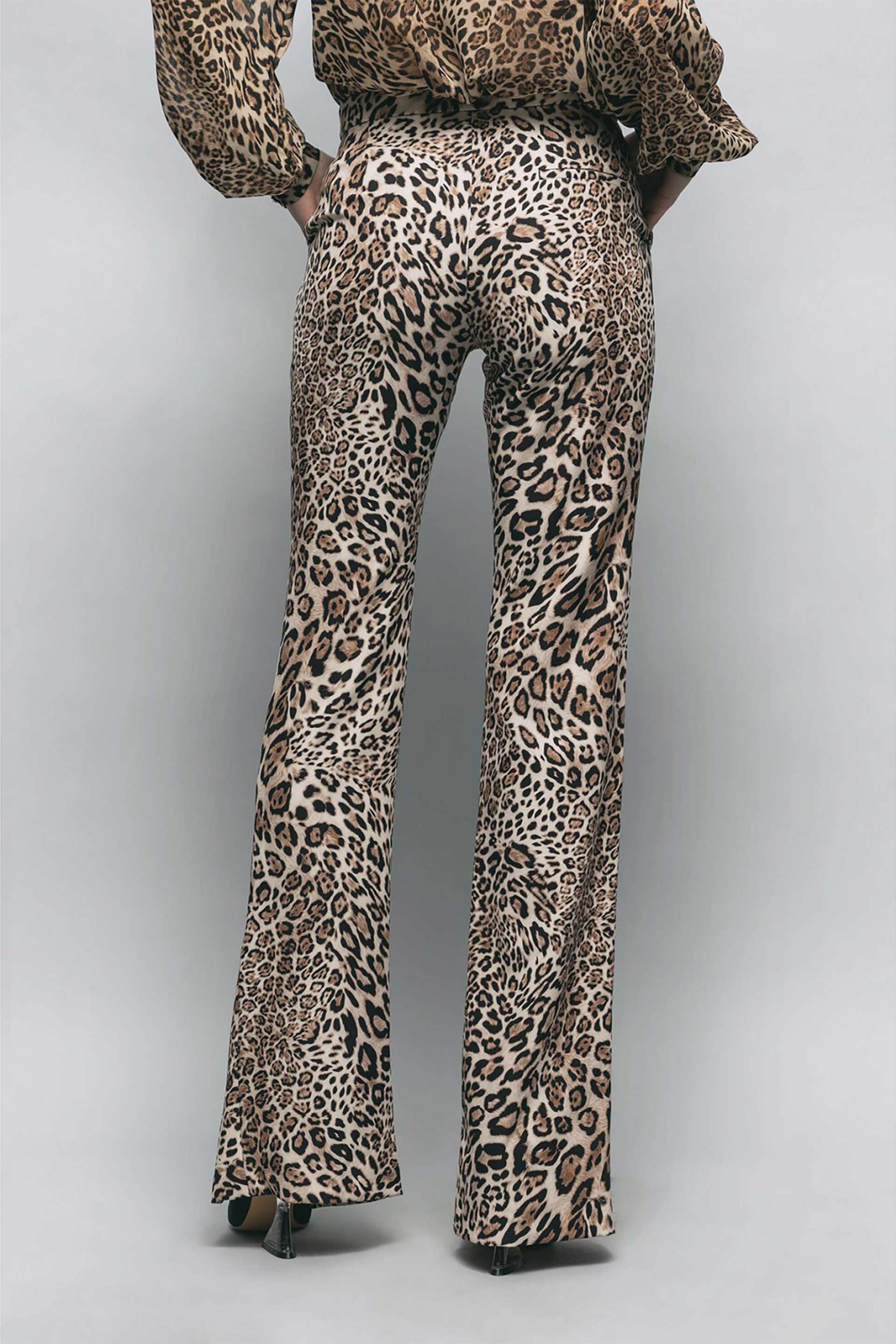 GAELLE Gaelle γυναικείο παντελόνι animal print με ανοίγματα - GBDP16565 Καφέ - 3