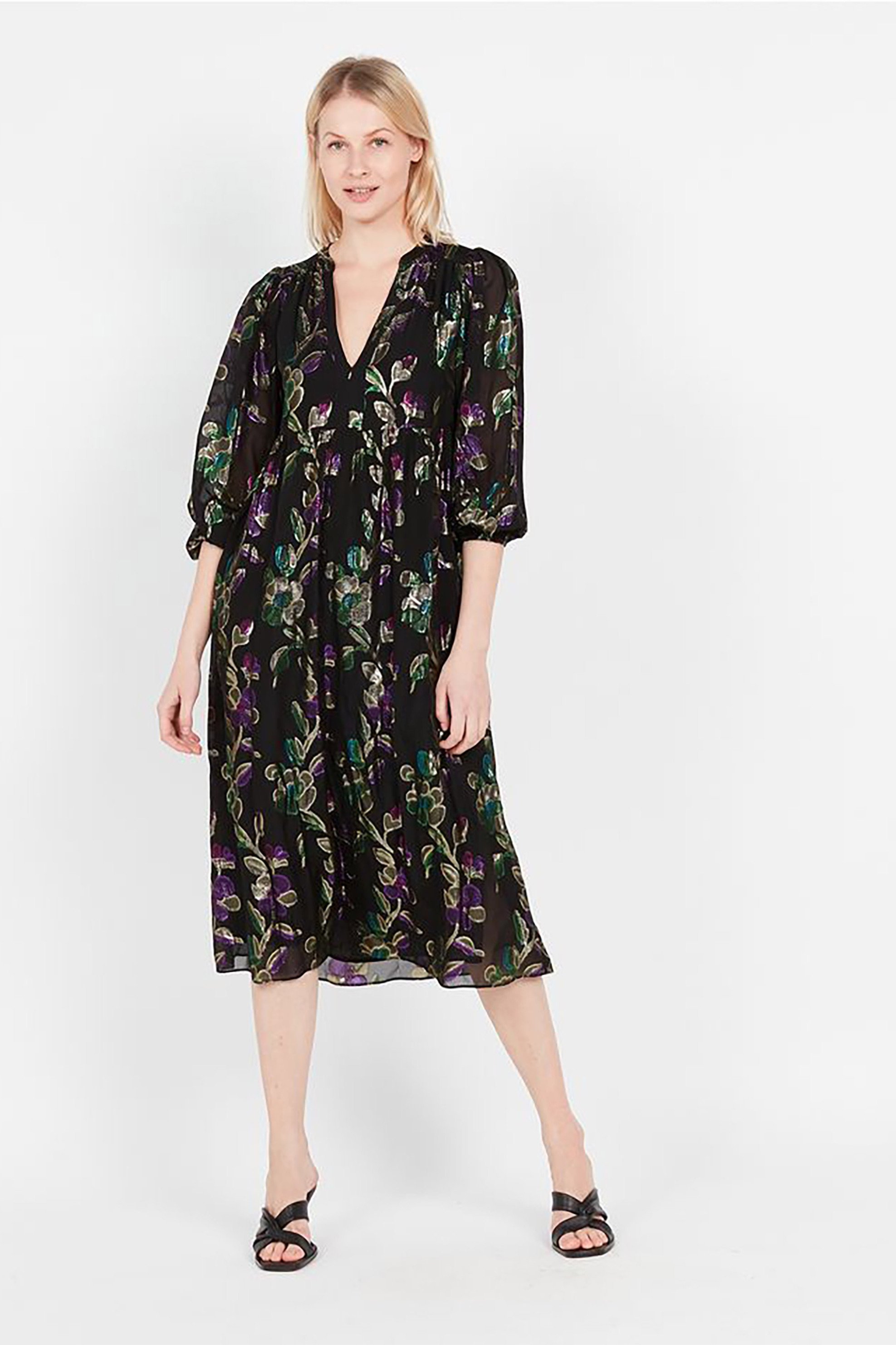 BA&SH ba&sh γυναικείο midi φόρεμα με jacquard print "Ashley" - 1E23ASHL Μαύρο