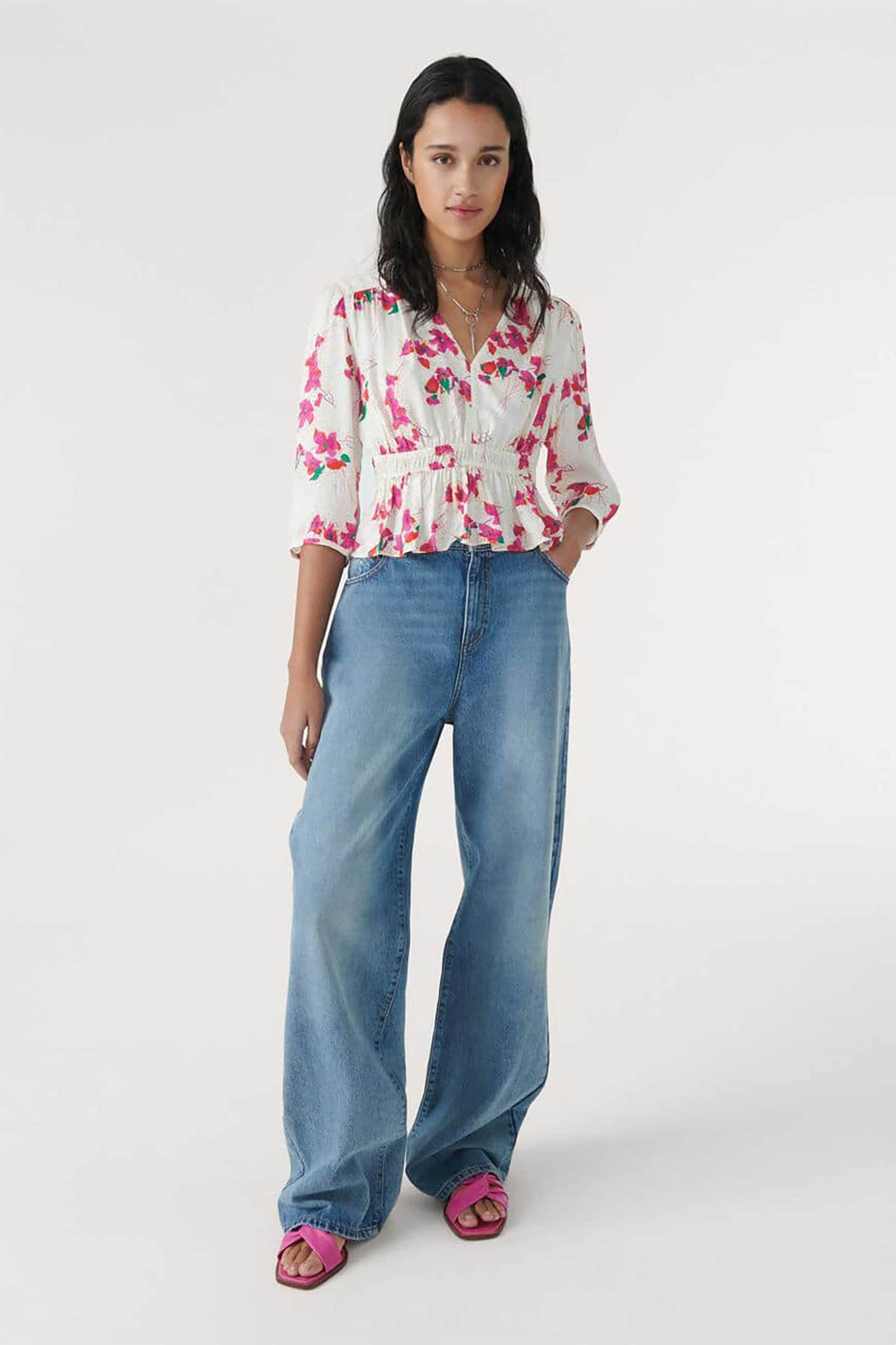 BA&SH ba&sh γυναικεία μπλούζα με μανίκι 3/4 και all-over floral print "Edon" - 1E23EDON Εκρού - 3