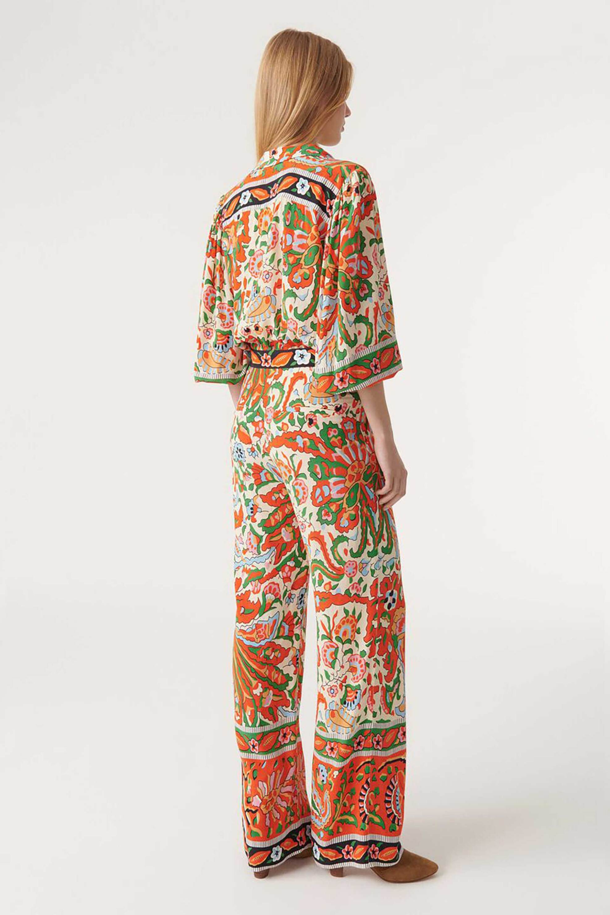 BA&SH ba&sh γυναικεία παντελόνα ψηλόμεση με all-over retro pattern και τσέπες "Milou" - 1E23MILO Εκρού - 4