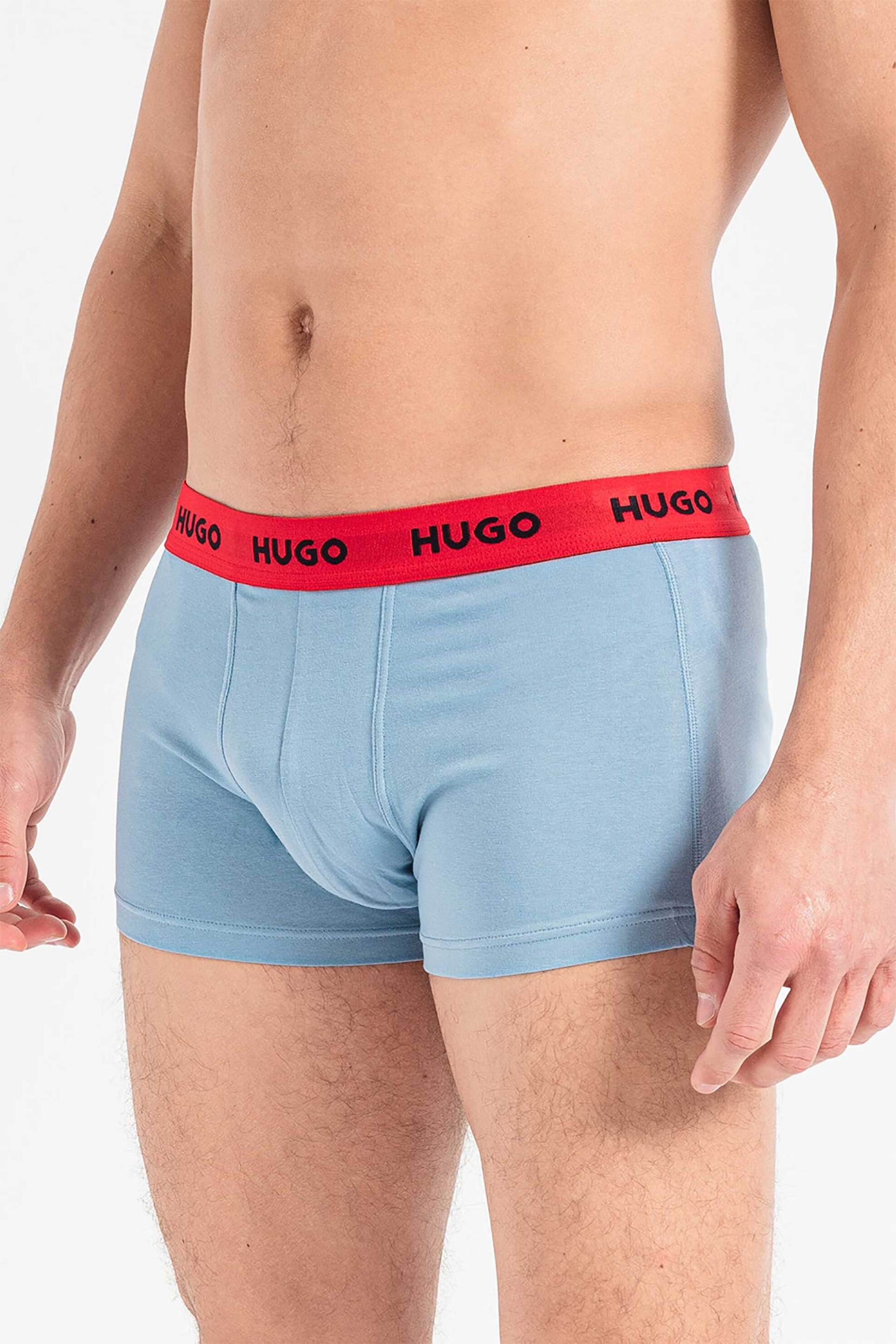Hugo Boss Ανδρικό Σετ Εσωρούχων με Contrast Λάστιχο Λογότυπο Trunk (3 Τεμάχια) - 50469766 Denim Blue Ανοιχτό