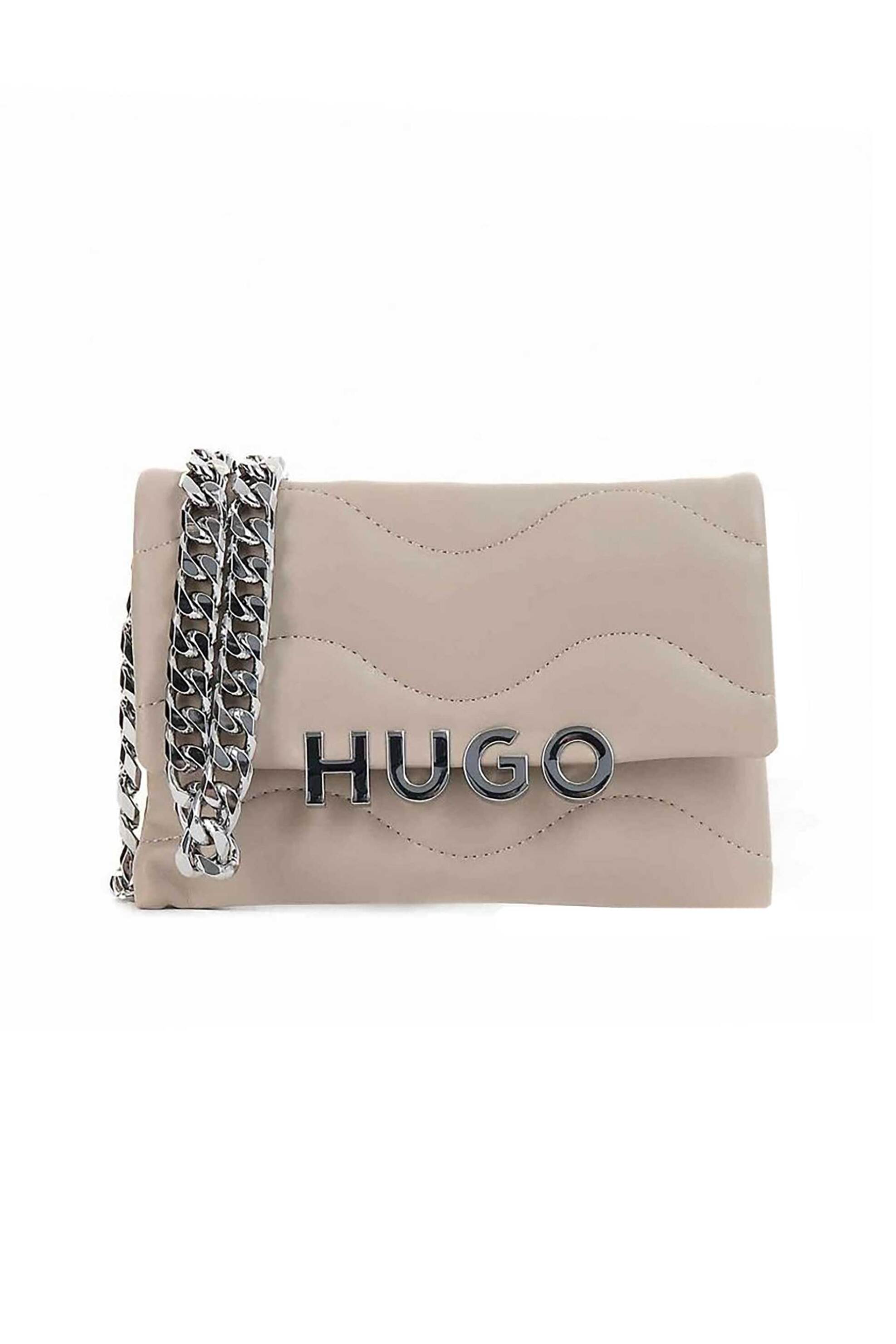 HUGO Hugo Boss γυναικείο clutch μονόχρωμο με μεταλλικό λογότυπο "Lizzie" - 50497874 Μπεζ