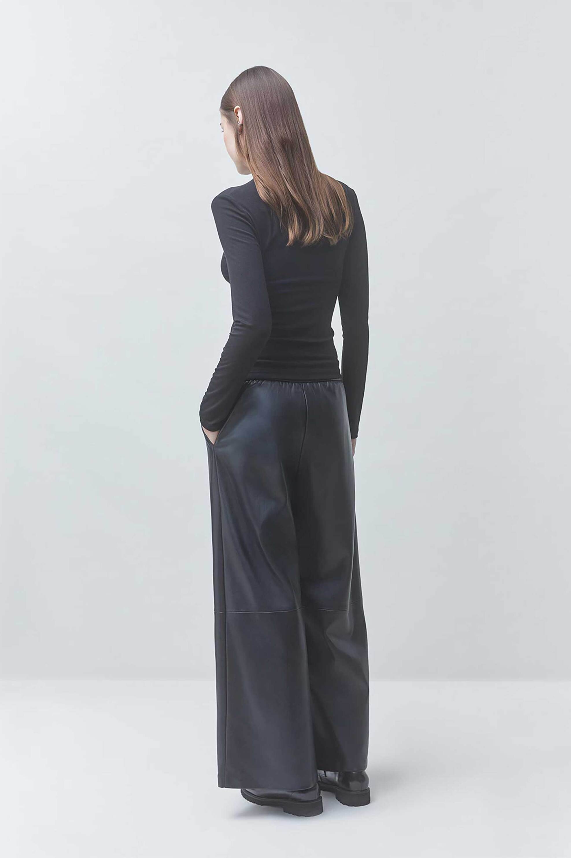Suncoo Paris γυναικείο παντελόνι μονόχρωμο faux leather 