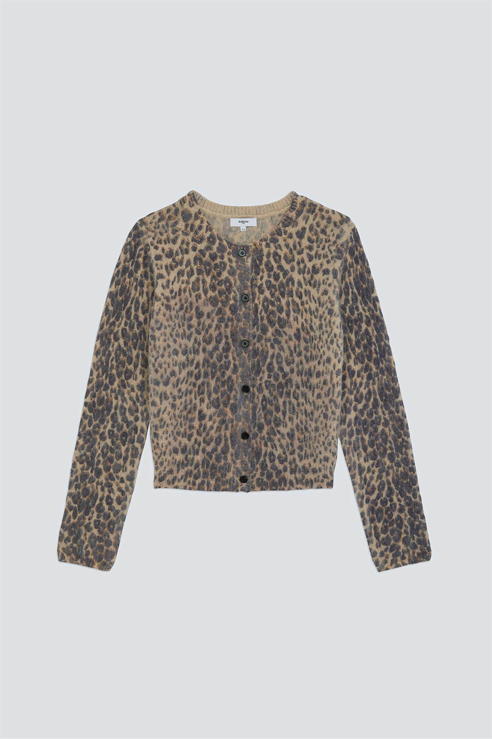 SUNCOO PARIS Suncoo Paris γυναικεία ζακέτα με animal print "Gacia" - M02347H26 Μπεζ - 4