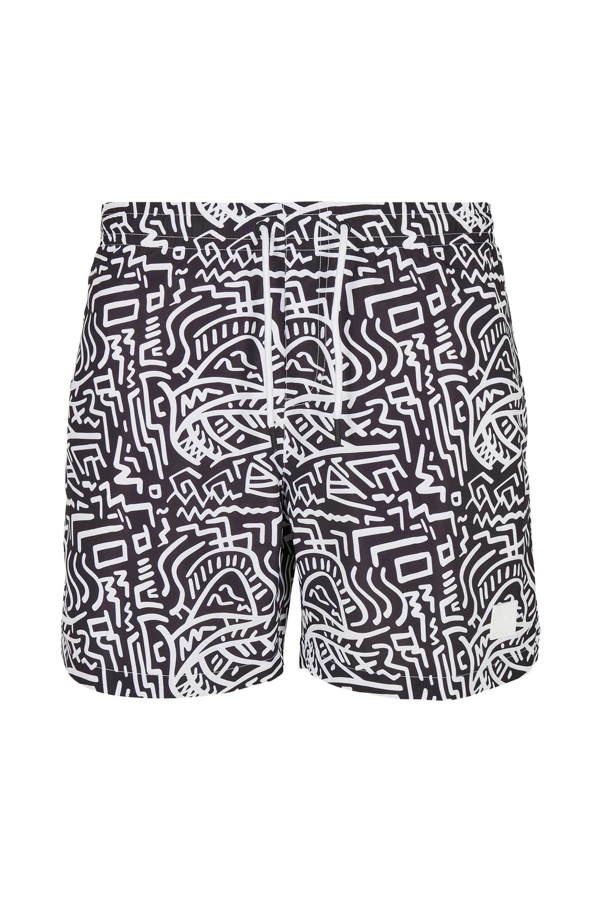 URBAN CLASSICS Urban Classics ανδρικό μαγιό με all-over print - TB2679 Μαύρο