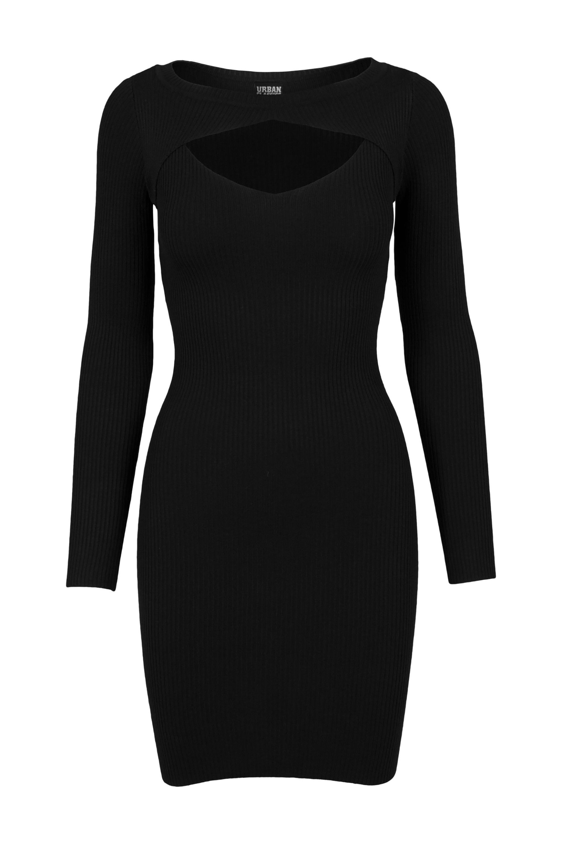 Urban Classics γυναικείο mini φόρεμα ribbed μονόχρωμο με άνοιγμα στο ντεκολτέ - TB1742 Μαύρο