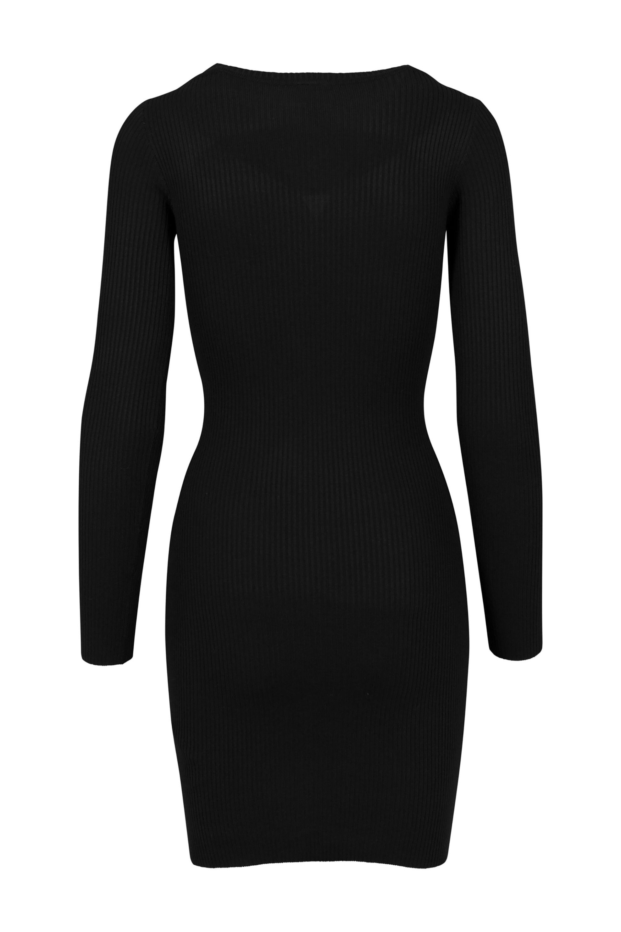 Urban Classics γυναικείο mini φόρεμα ribbed μονόχρωμο με άνοιγμα στο ντεκολτέ - TB1742 Μαύρο