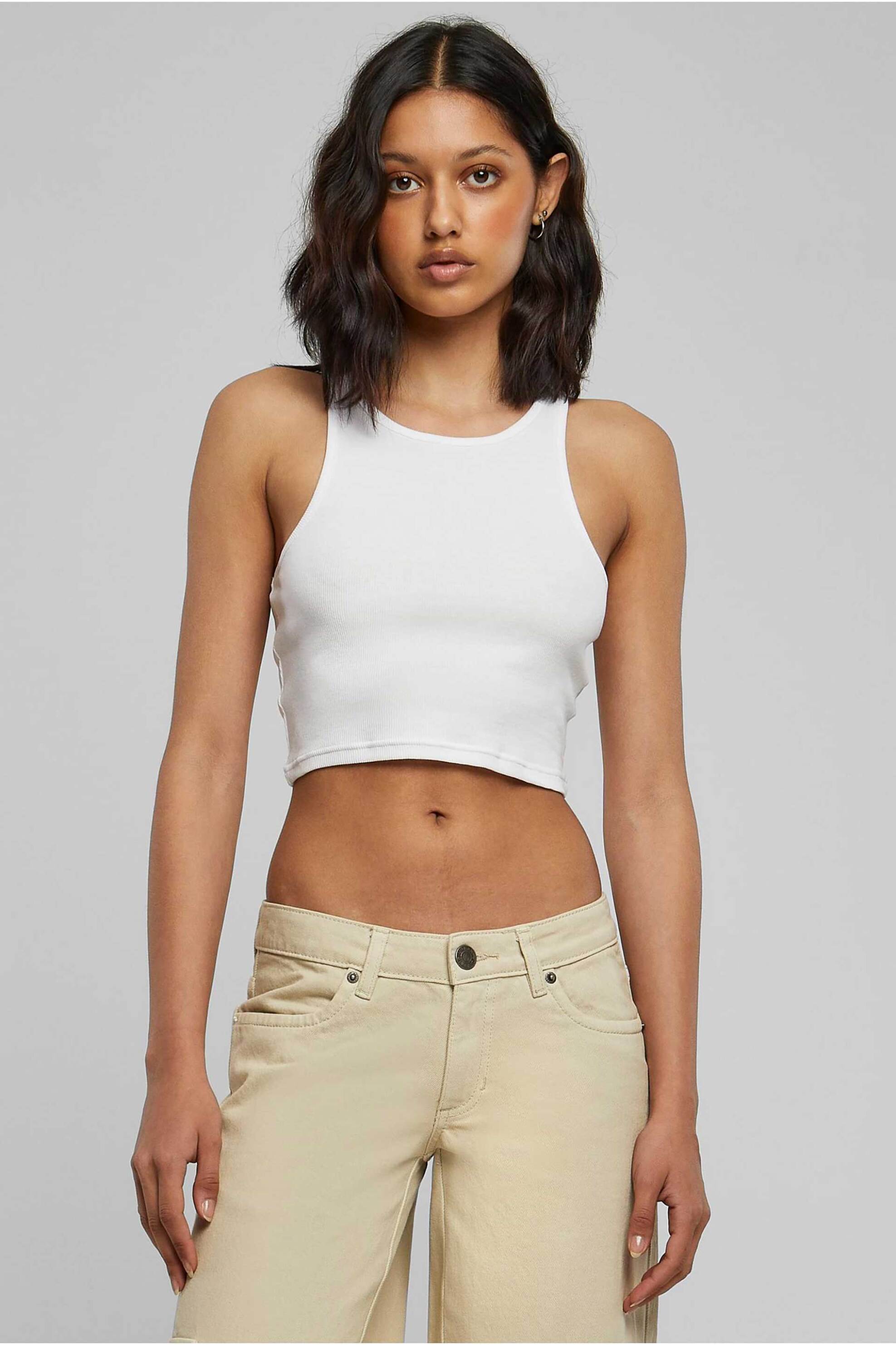 URBAN CLASSICS Urban Classics γυναικείo cropped top rib - TB1498 Λευκό