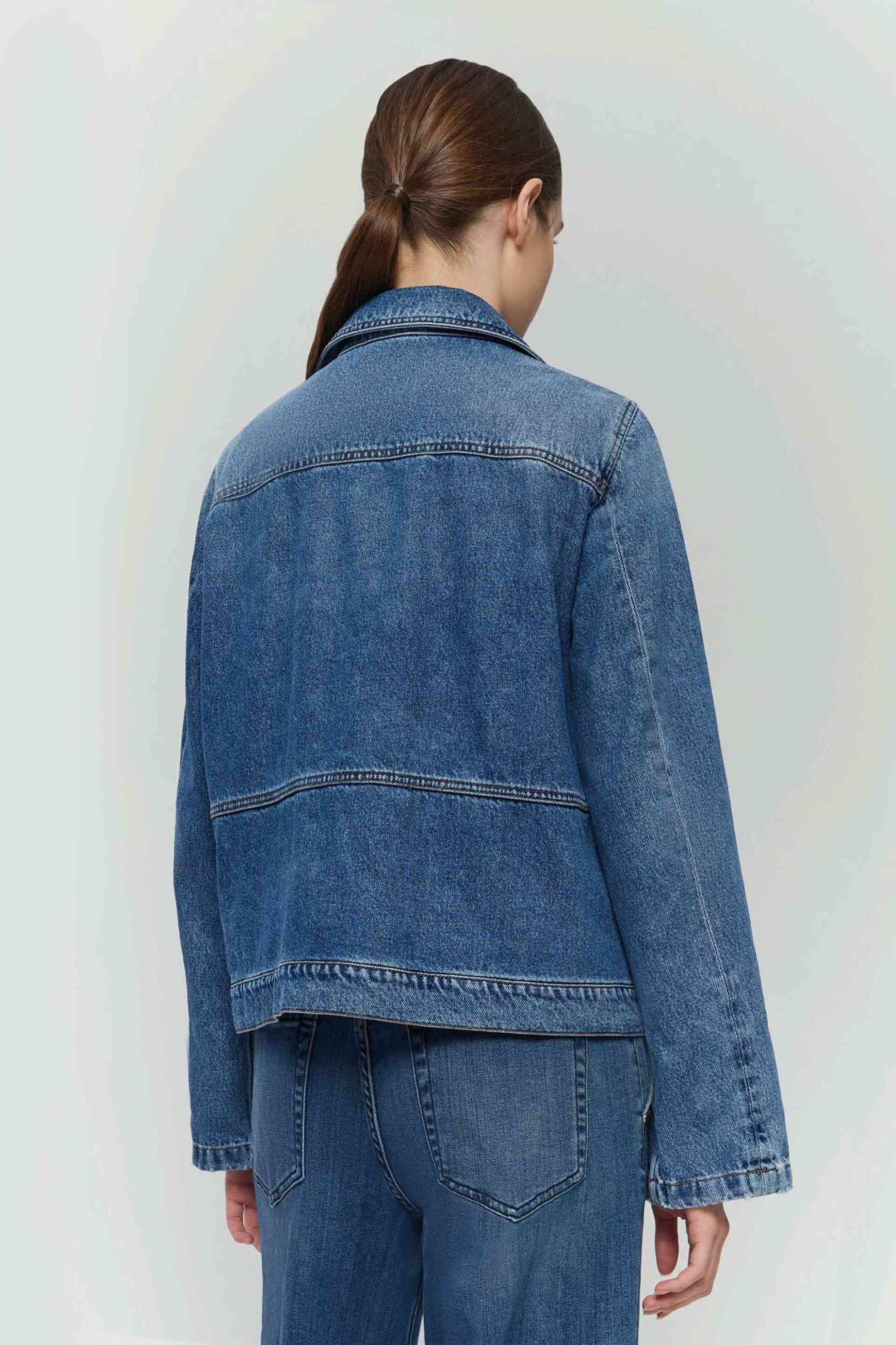 iBlues γυναικείο denim jacket με τσέπες στο στήθος Straight Fit - 2517041021200 Denim Blue φωτογραφία