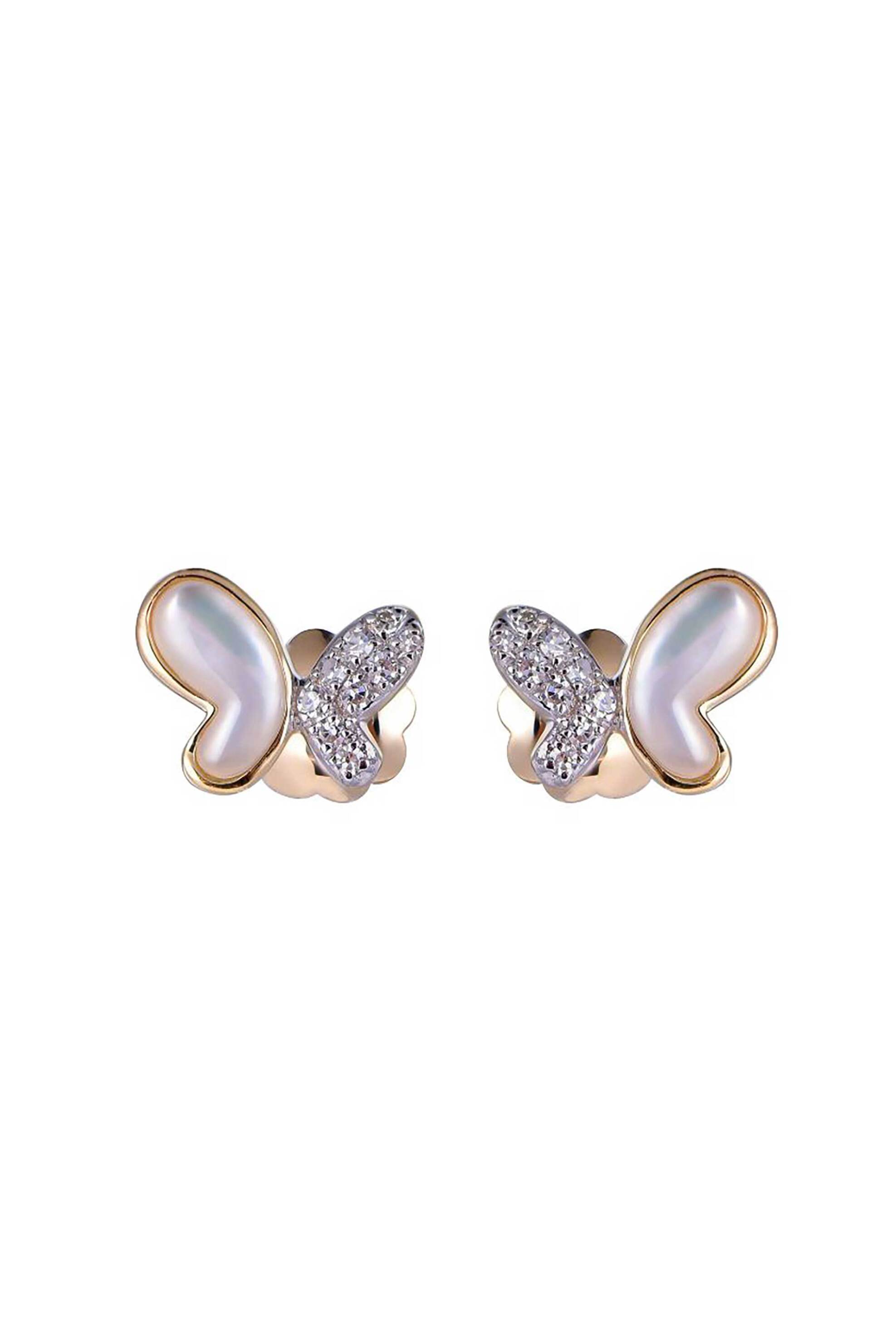 Li - LA - LO Li - LA - LO γυναικεία σκουλαρίκια από από χρυσό 14K με διαμάντια και φίλντισι 