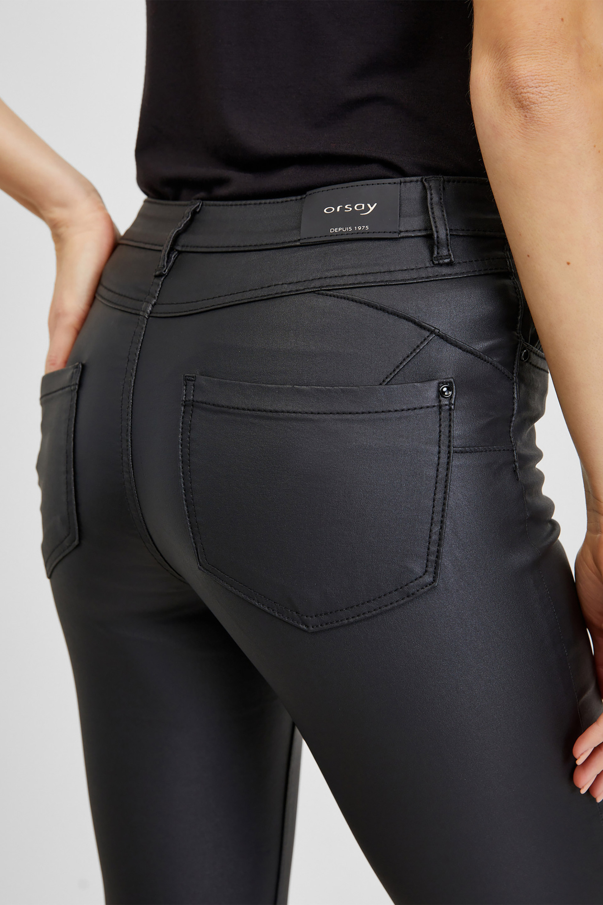 Orsay γυναικείo παντελόνι με δερμάτινη όψη ψηλόμεσο Skinny Fit - 319259-660000 Μαύρο φωτογραφία