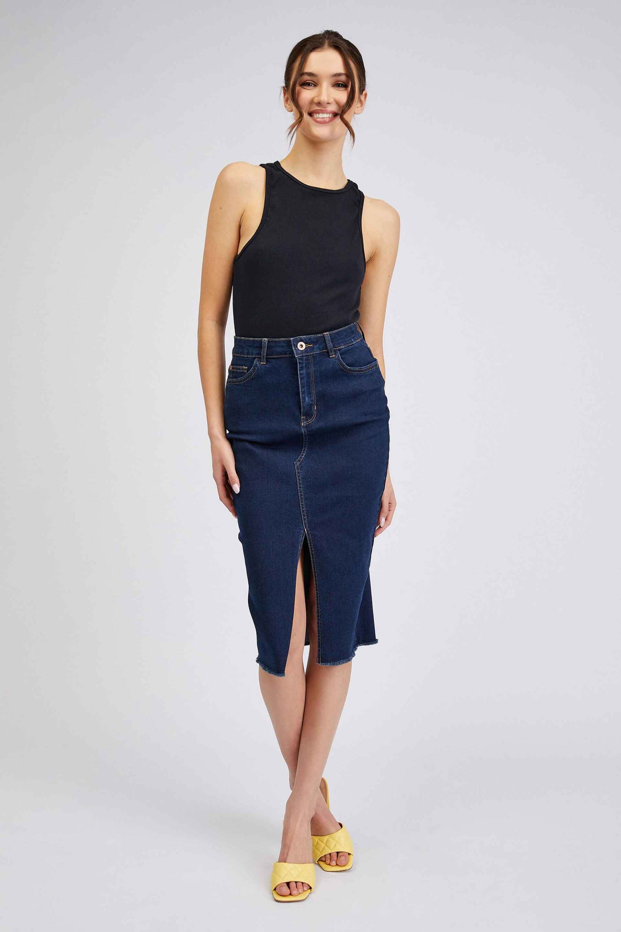 ORSAY Orsay γυναικεία denim midi φούστα με θηλιές για ζώνη και άνοιγμα - 710319-550000 Denim Blue Σκούρο 2025