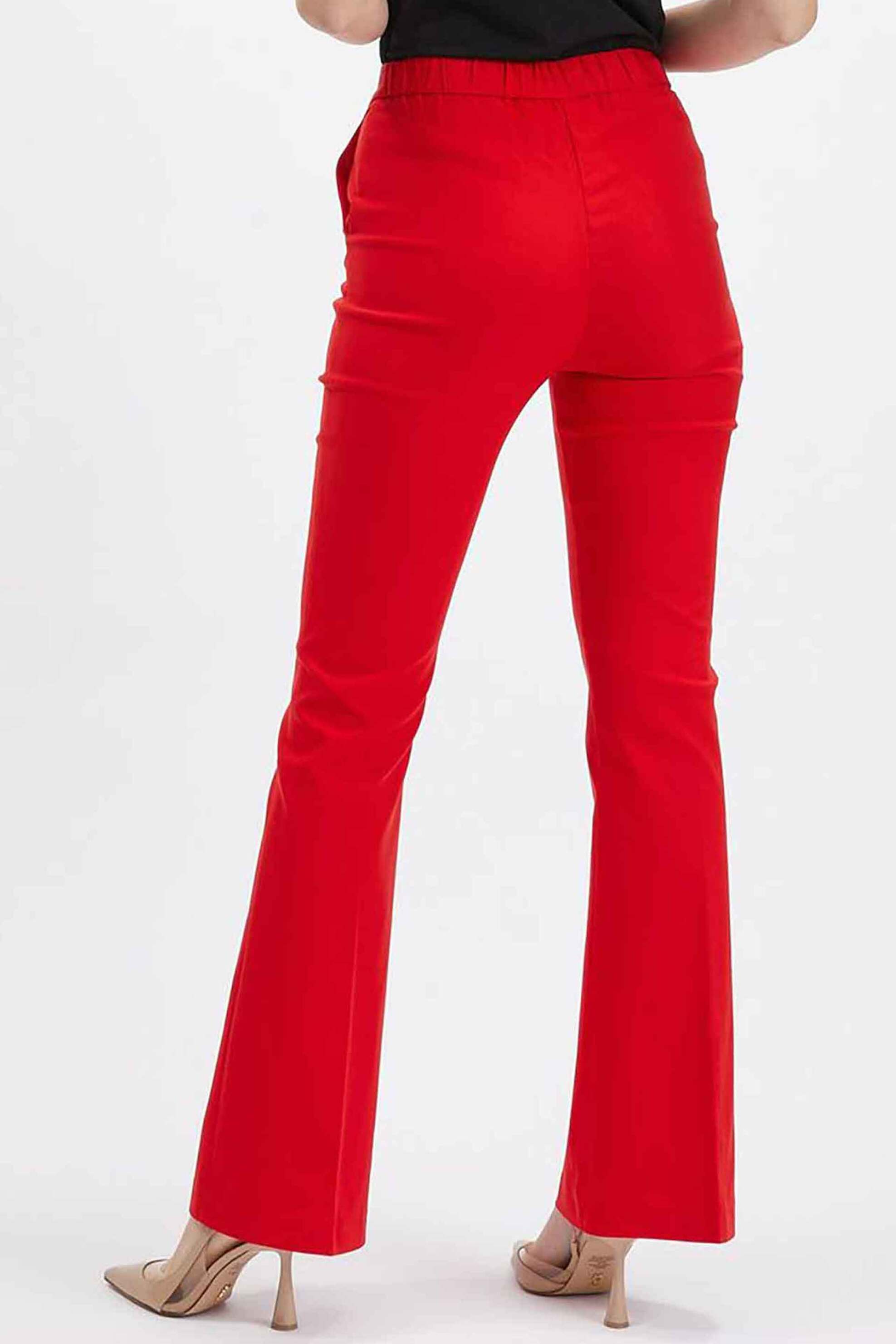 Orsay γυναικείο παντελόνι μονόχρωμο με ελαστική μέση Flared fit - 354055-330000 Κόκκινο φωτογραφία