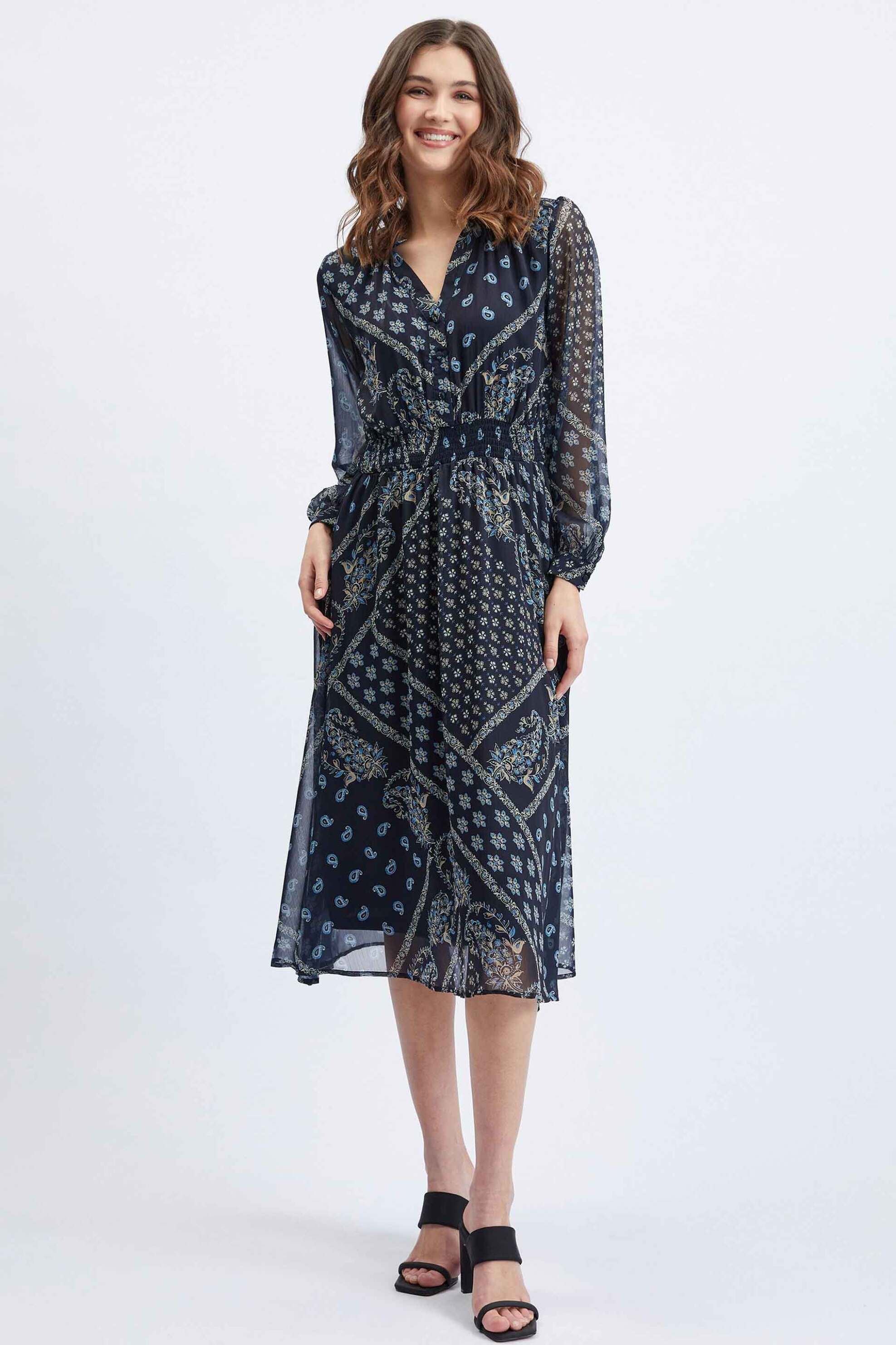 ORSAY Orsay γυναικείο midi φόρεμα με all-over paisley print και κουμπιά - 471718-575000 Μπλε Marine 2025