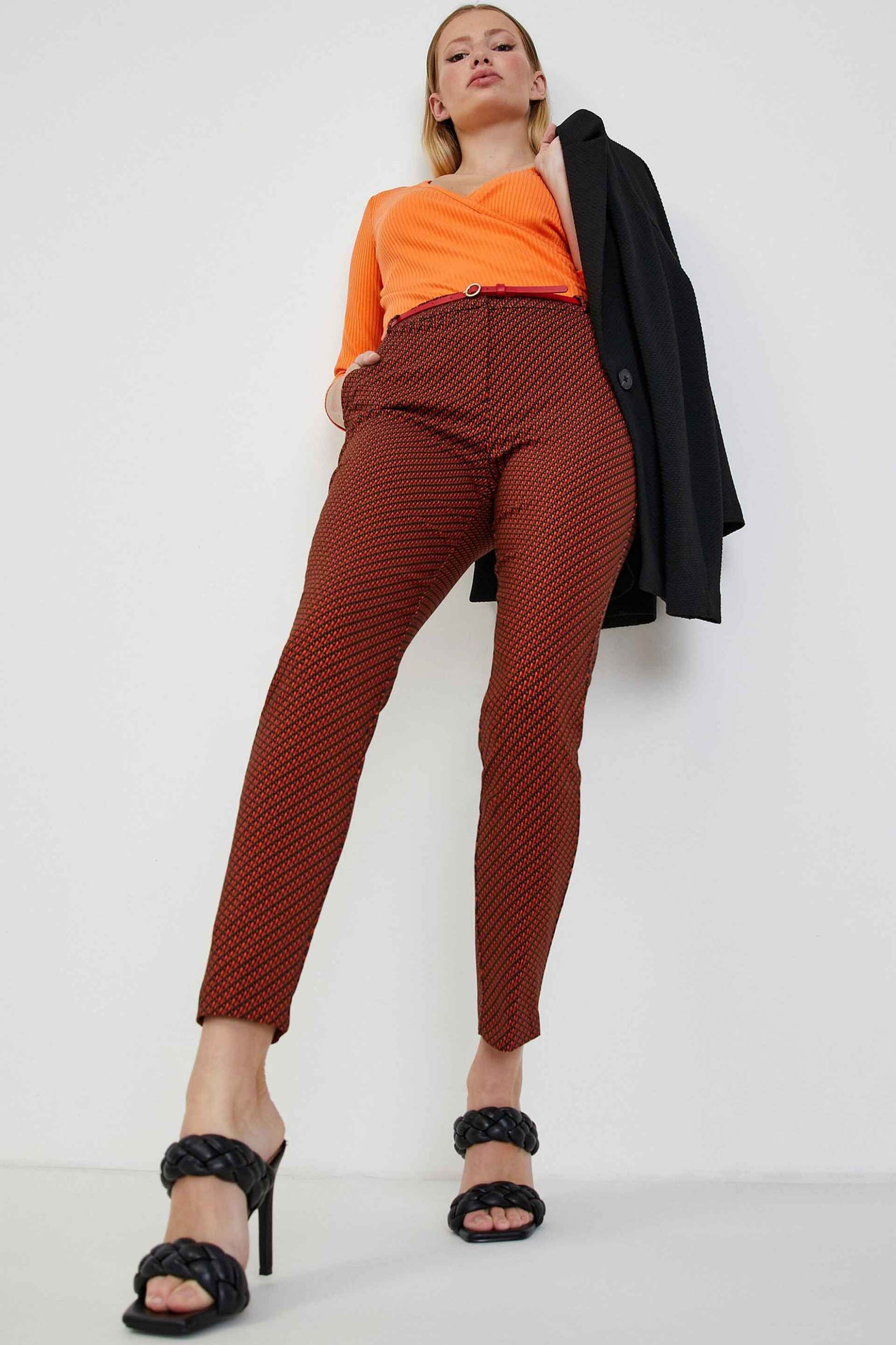 ORSAY Orsay γυναικείο παντελόνι cropped με all-over print Cigarette Cut - 390303-330000 Κεραμιδί