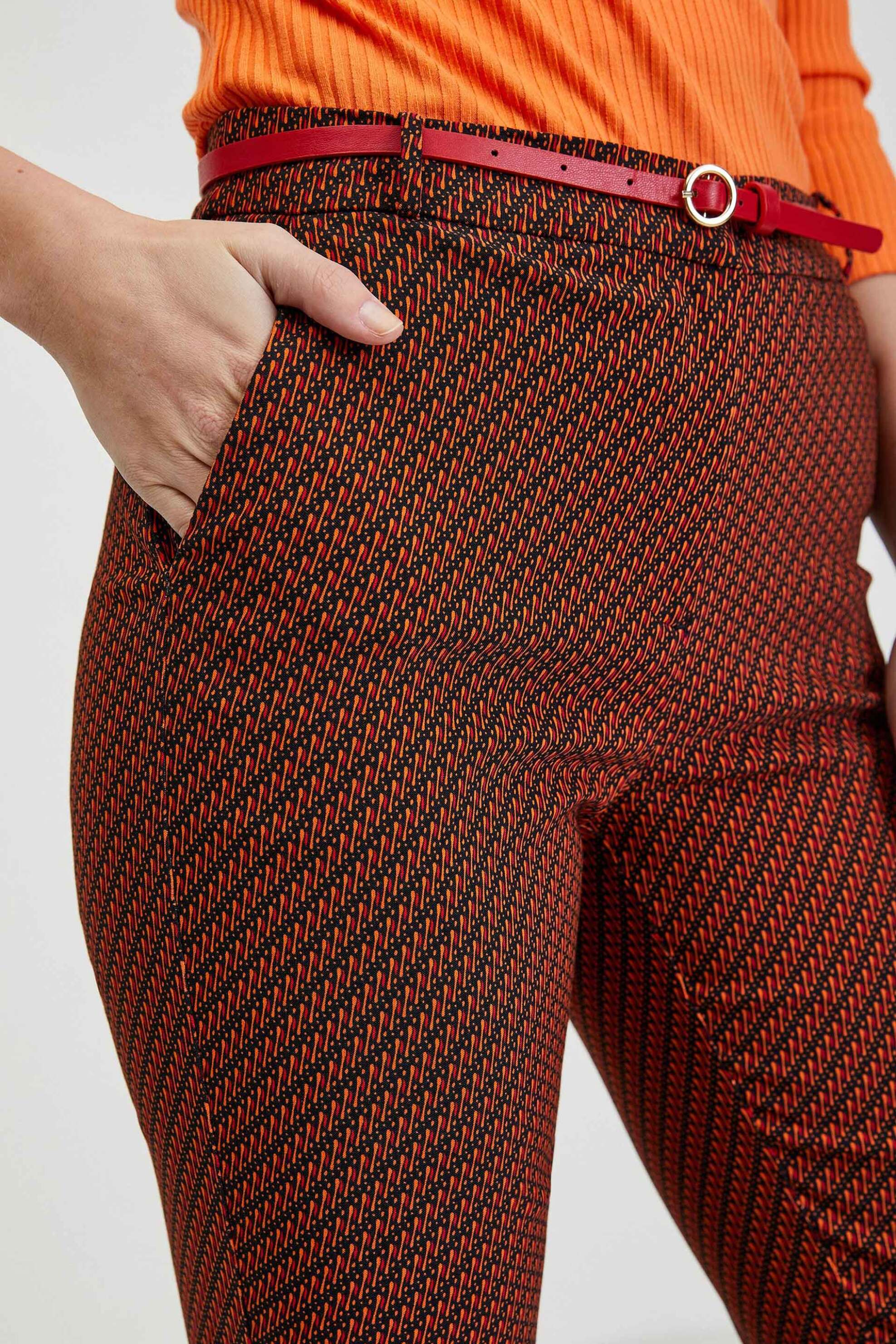 Orsay γυναικείο παντελόνι cropped με all-over print Cigarette Cut - 390303-330000 Κεραμιδί φωτογραφία
