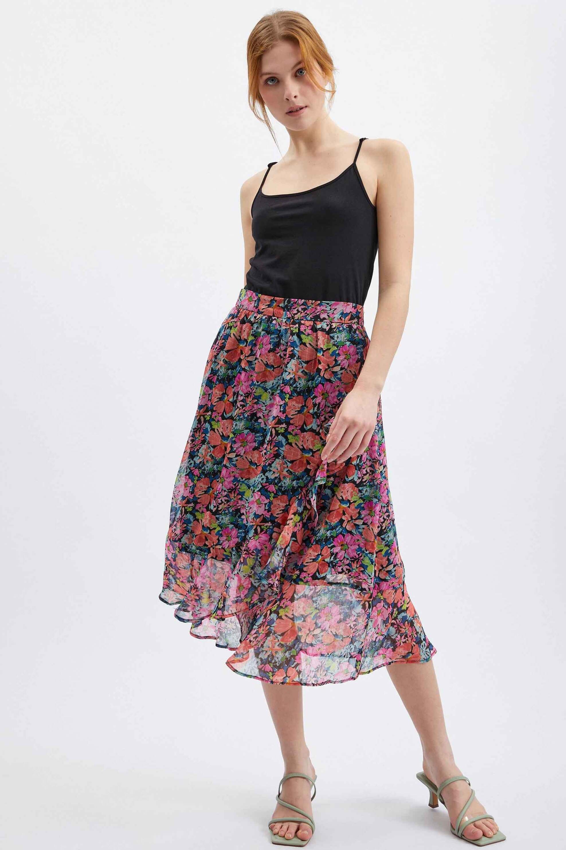 ORSAY Orsay γυναικεία midi φούστα με all-over floral print - 722298-660000 Μαύρο 2025