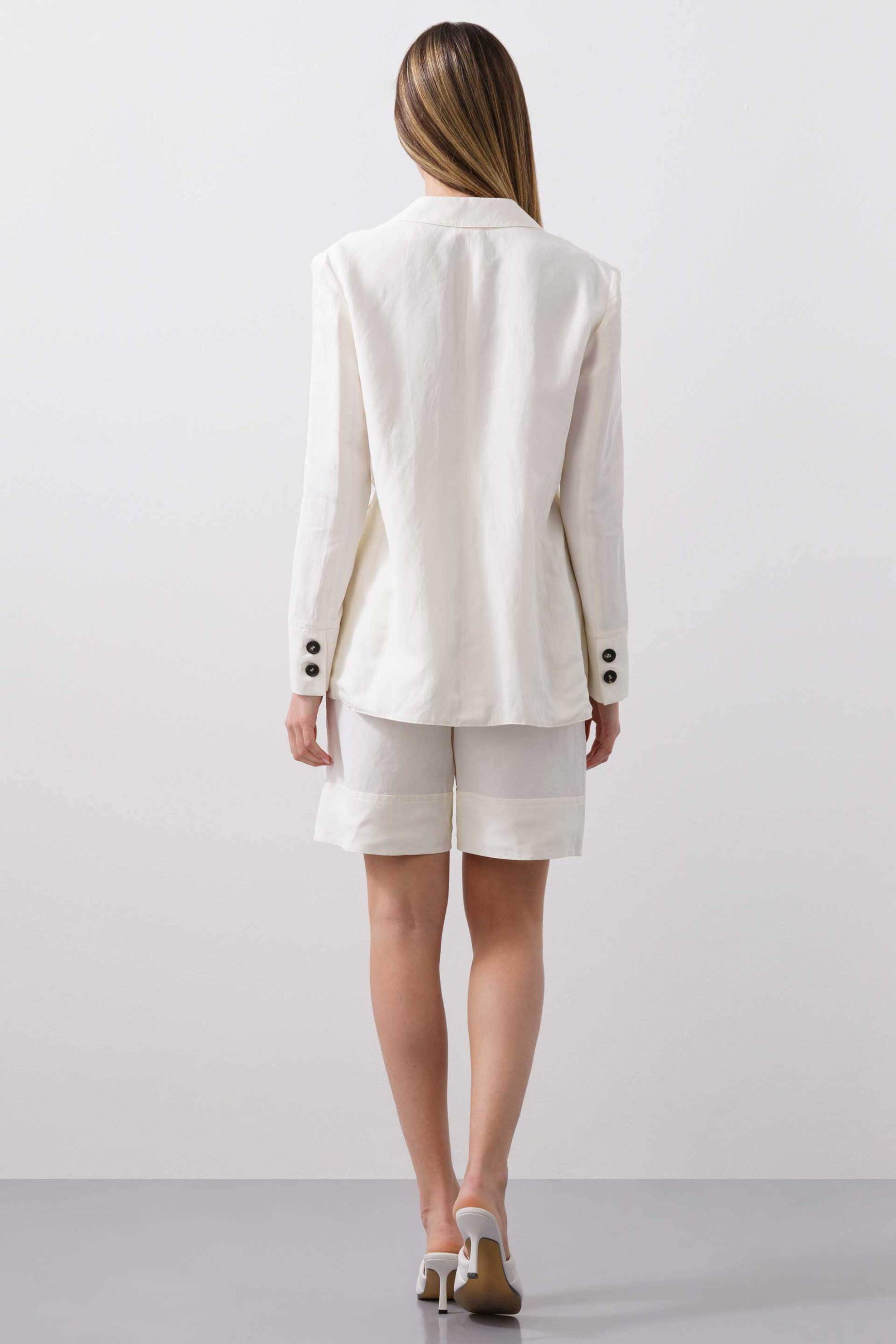 Bcbgmaxazria Γυναικείο Σακάκι με Ζώνη - 23Srj039Li02 Λευκό