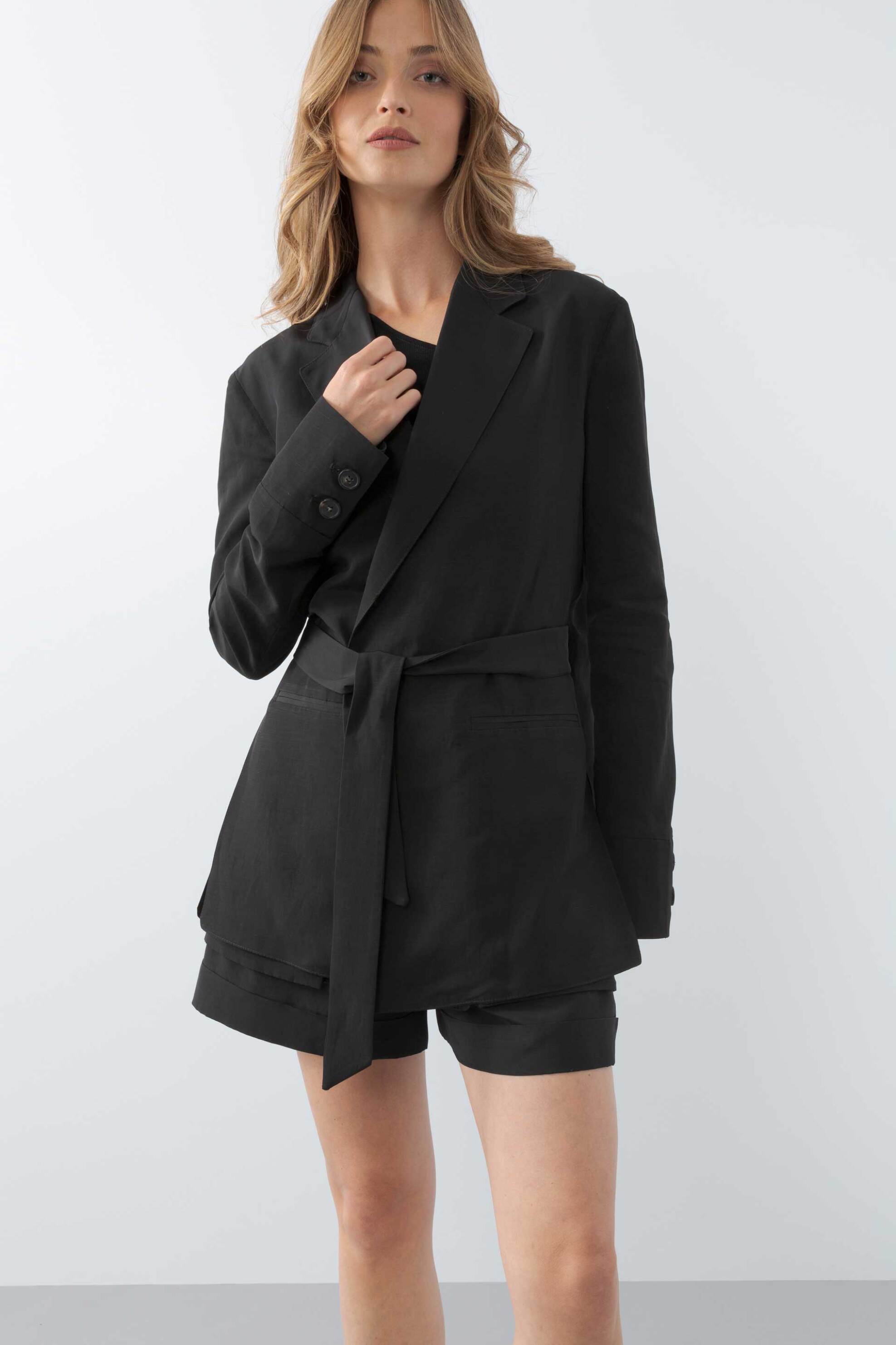 BCBGMAXAZRIA γυναικείο σακάκι με ζώνη - 23SRJ039LI02 Μαύρο φωτογραφία