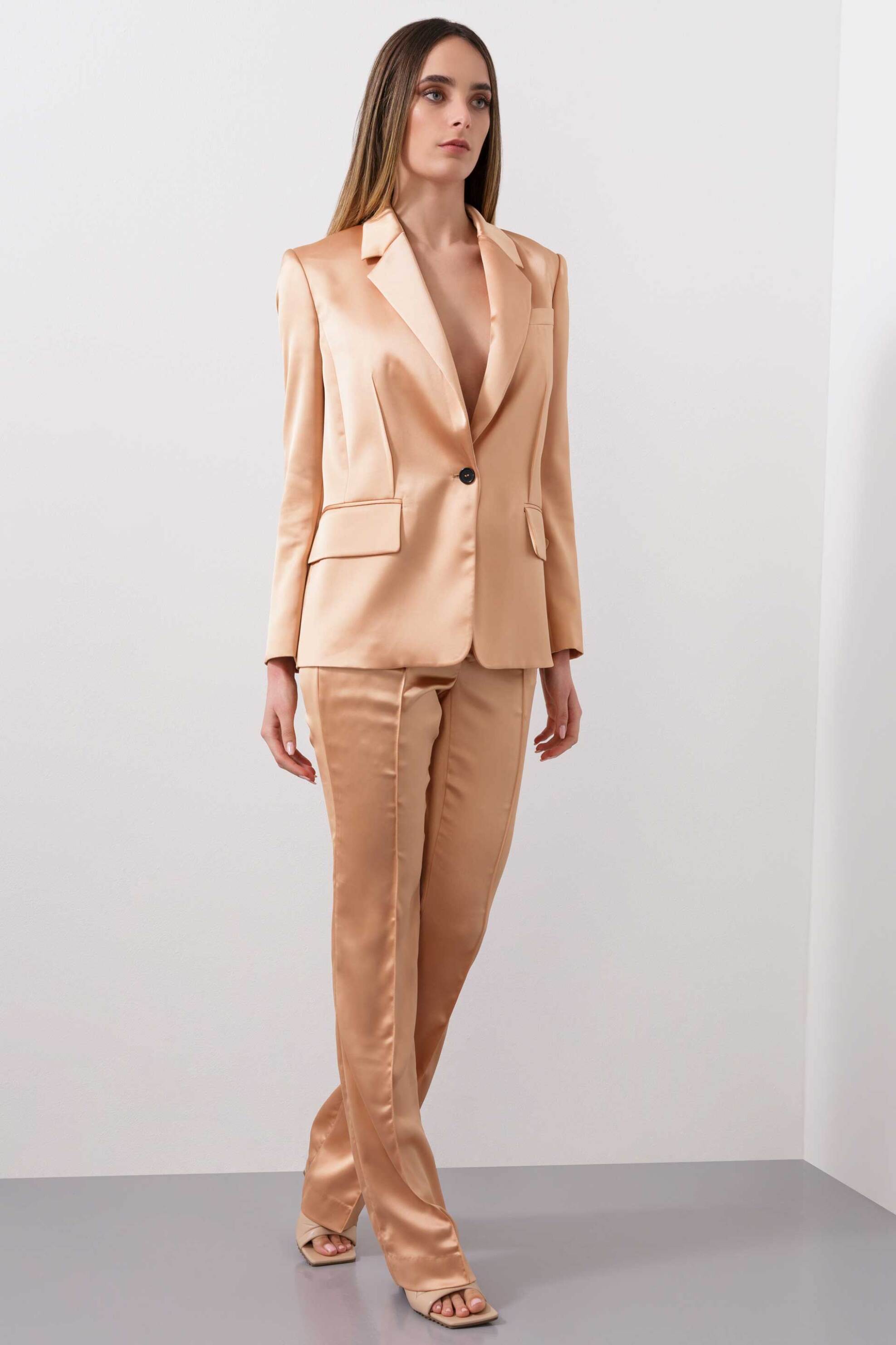 BCBGMAXAZRIA γυναικείο σατέν σακάκι με λεπτομέρεια στην πλάτη - 23SRJ193VI06 Σομόν φωτογραφία