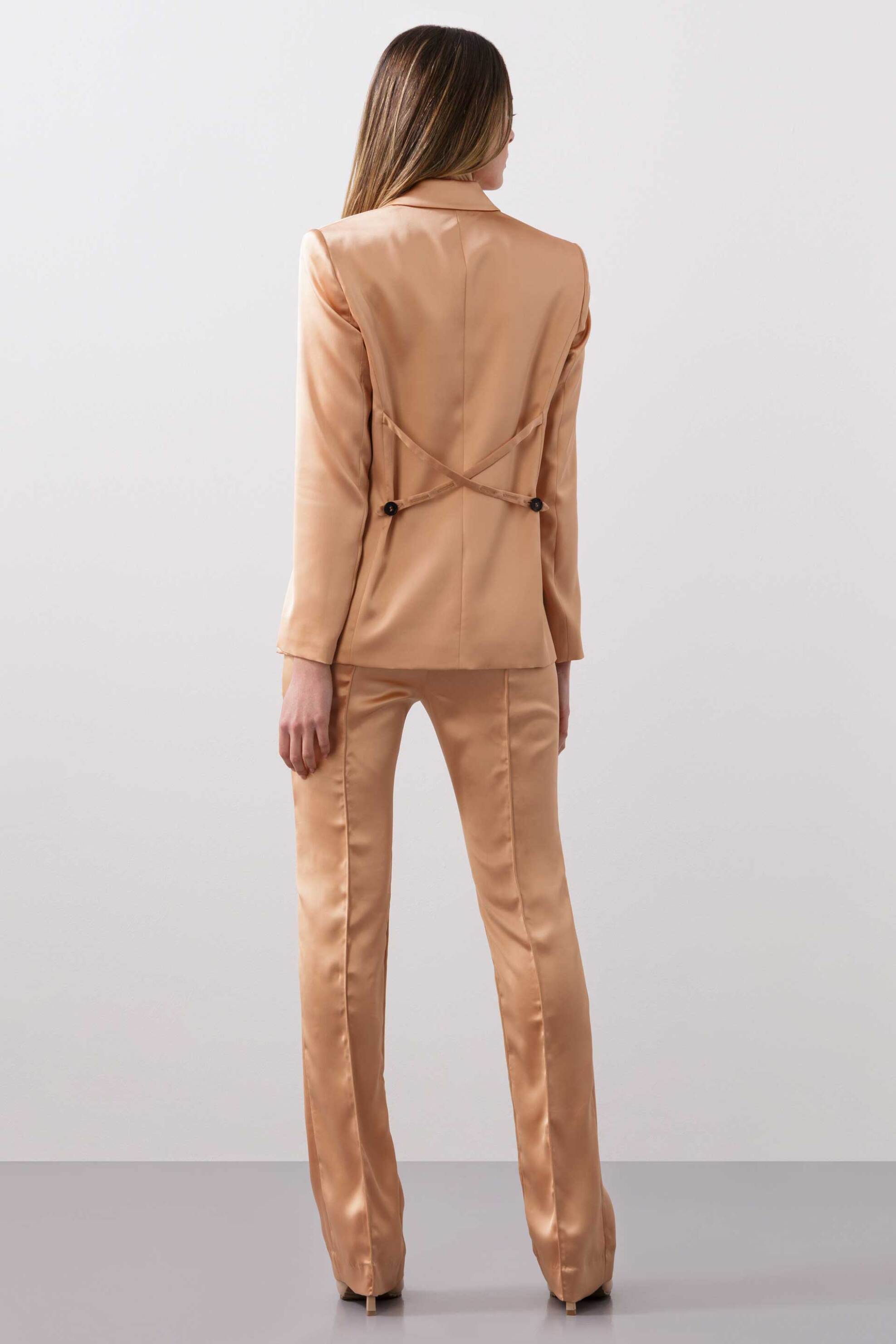 Bcbgmaxazria Γυναικείο Σατέν Σακάκι με Λεπτομέρεια Στην Πλάτη - 23Srj193Vi06 Σομόν