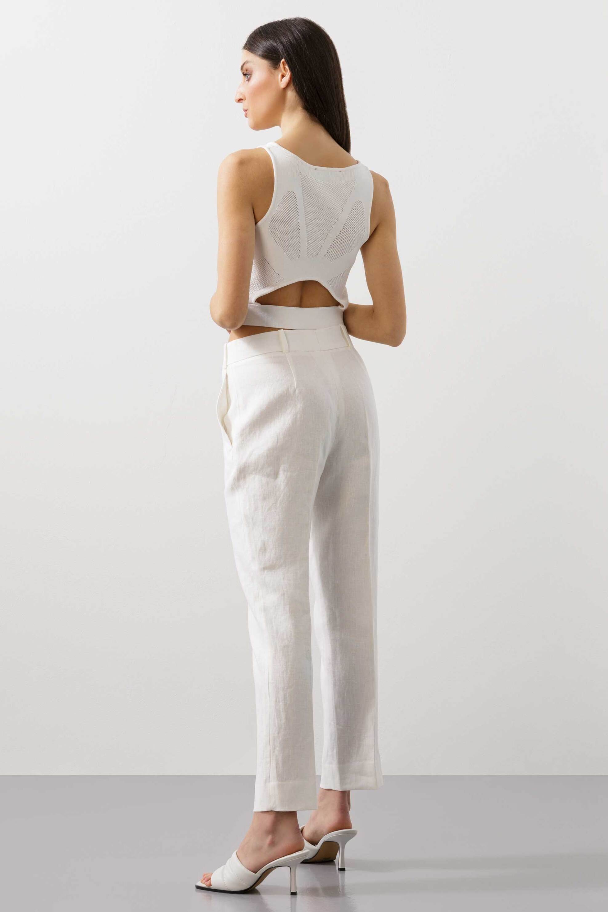 Bcbgmaxazria Γυναικείο Cigarette Παντελόνι Λινό - 23Srp106Li03 Λευκό