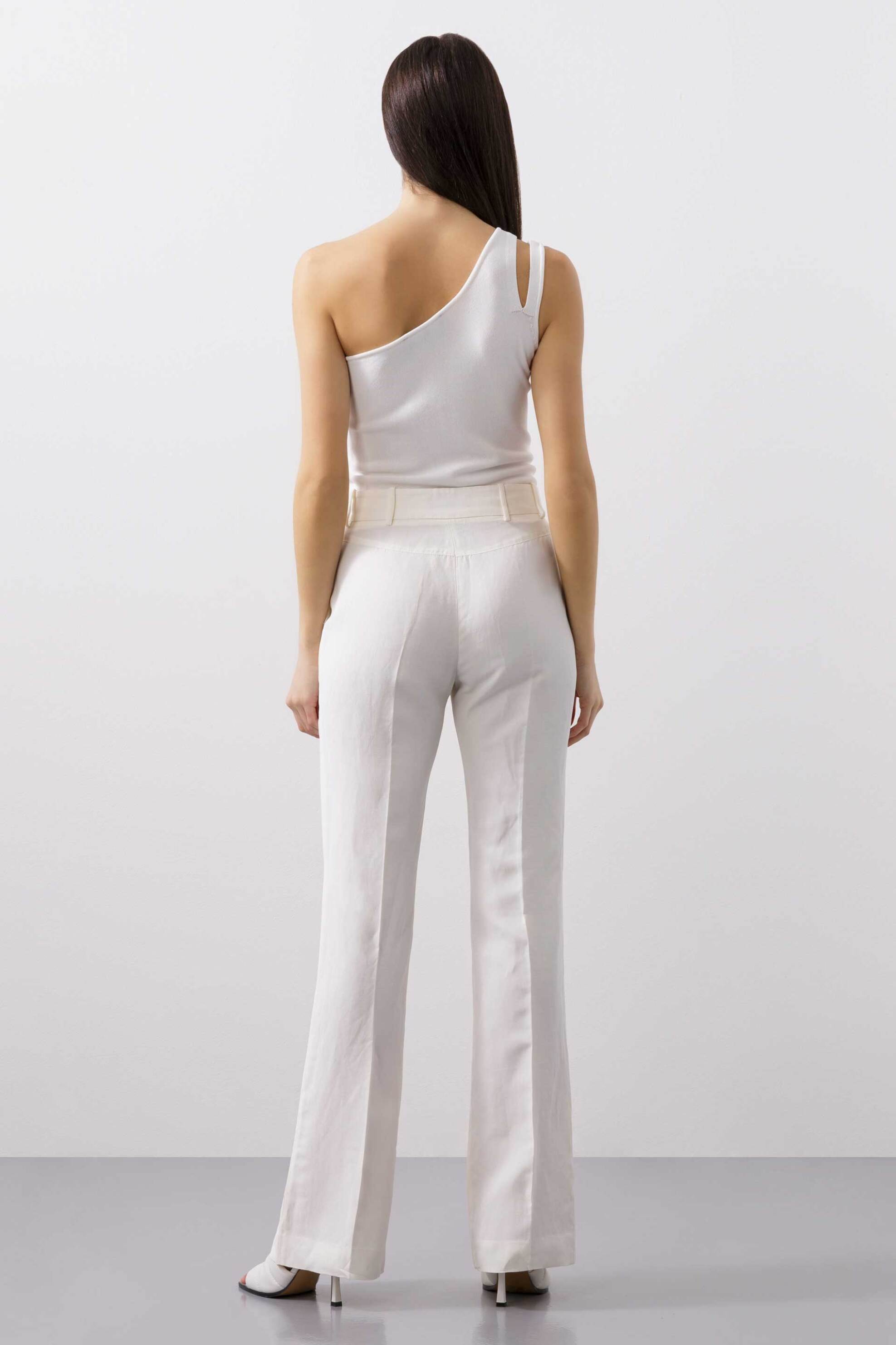 Bcbgmaxazria Γυναικείο Παντελόνι Flare με Λινό - 23Srp216Li02 Λευκό