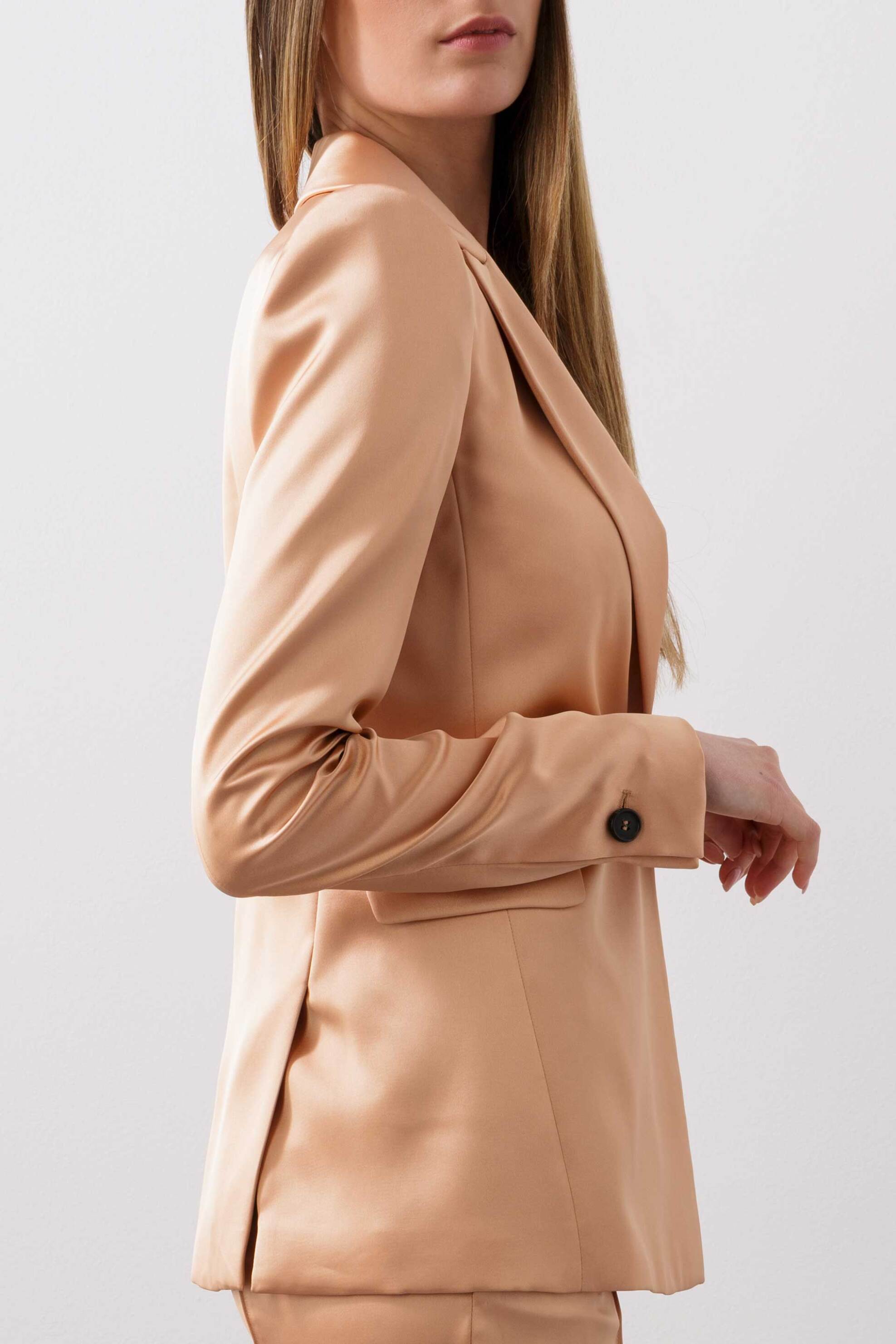 BCBGMAXAZRIA γυναικείο κλασσικό σατέν σακάκι με βάτες - 23SRJ050VI06 Σομόν φωτογραφία