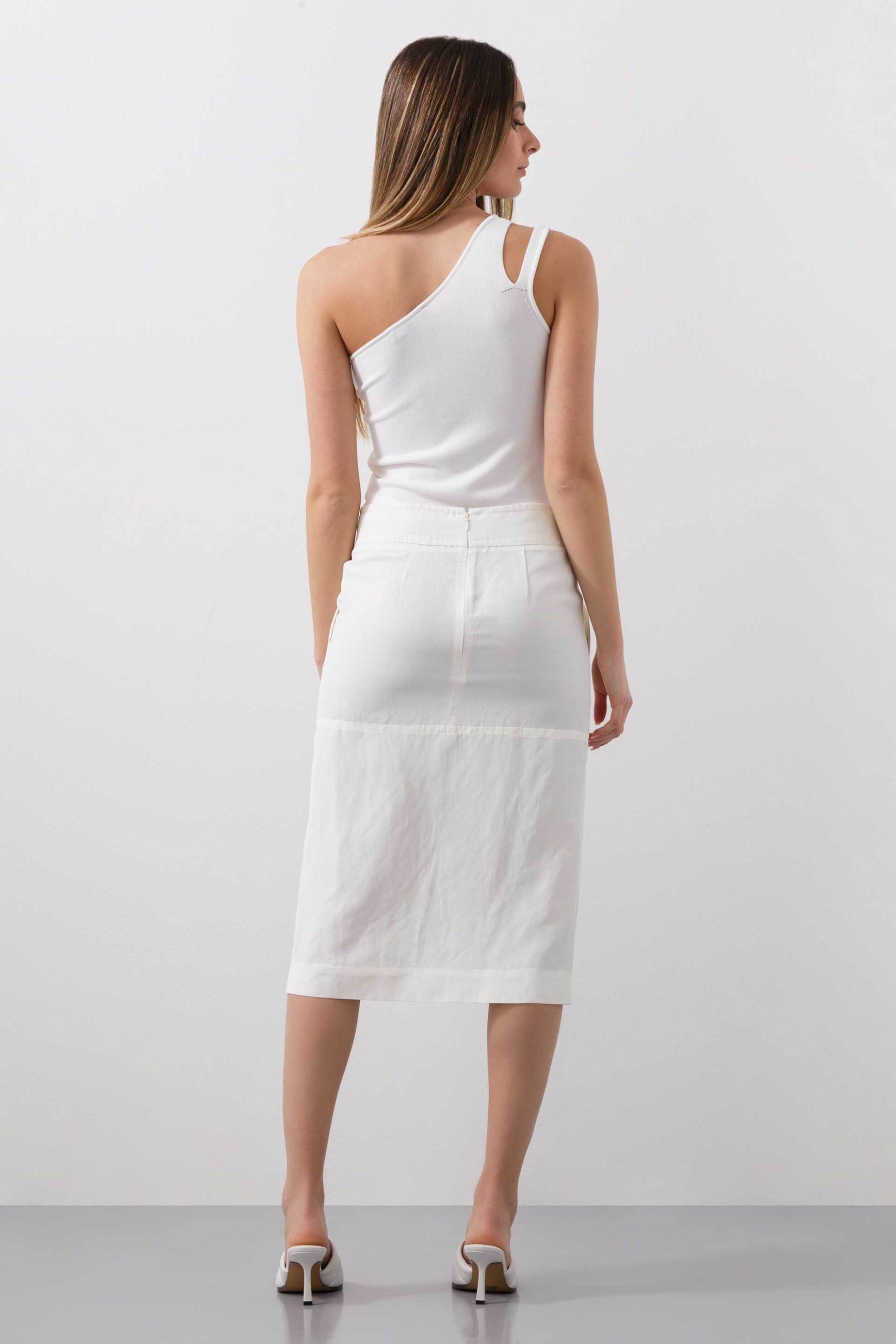Bcbgmaxazria Γυναικεία Pencil Φούστα με Λινό - 23Srs207Li02 Λευκό