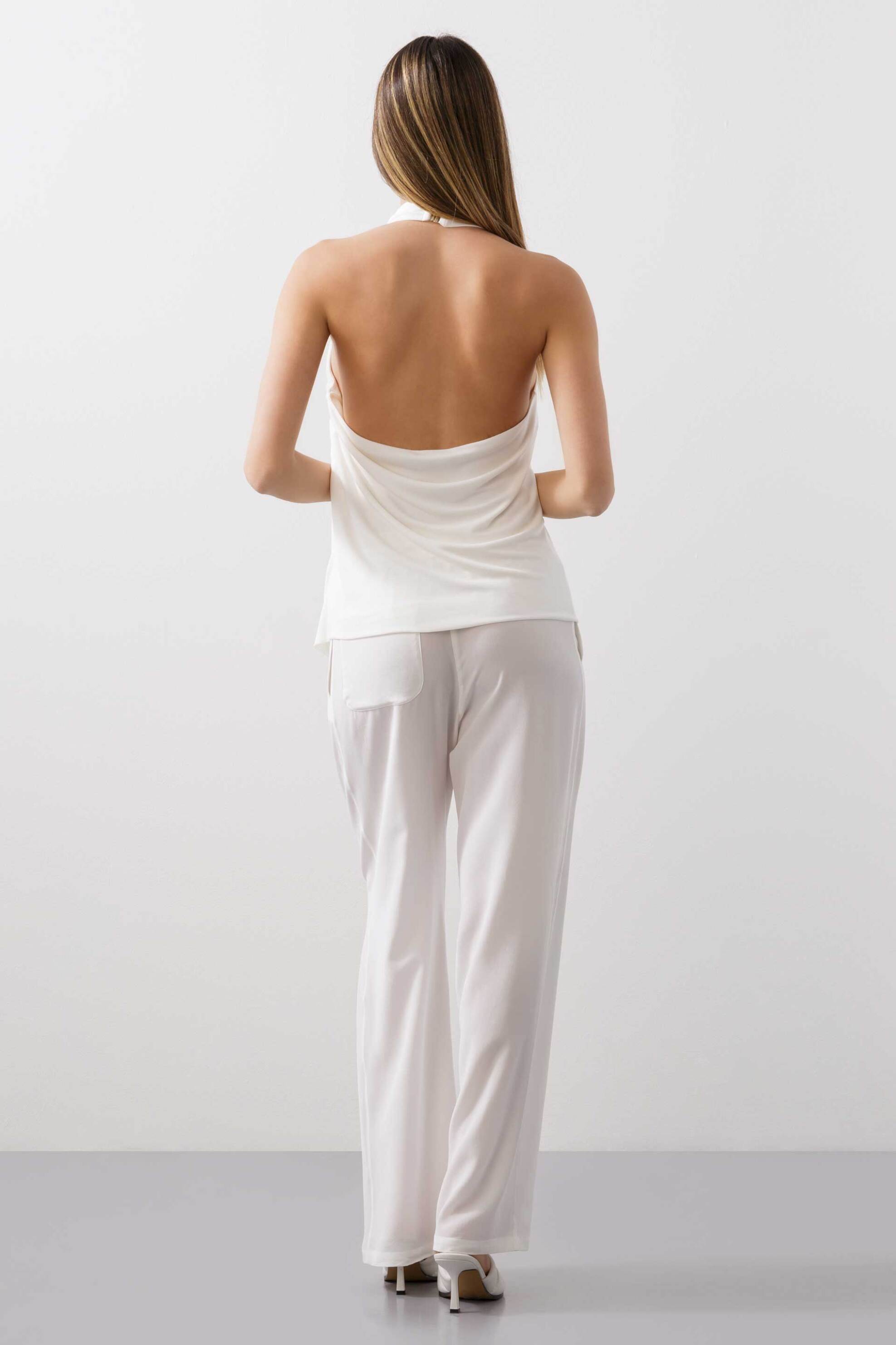Bcbgmaxazria Γυναικείο Τοπ με Ντραπέ Ανοιχτή Πλάτη - 23Srt238Vi02 Λευκό