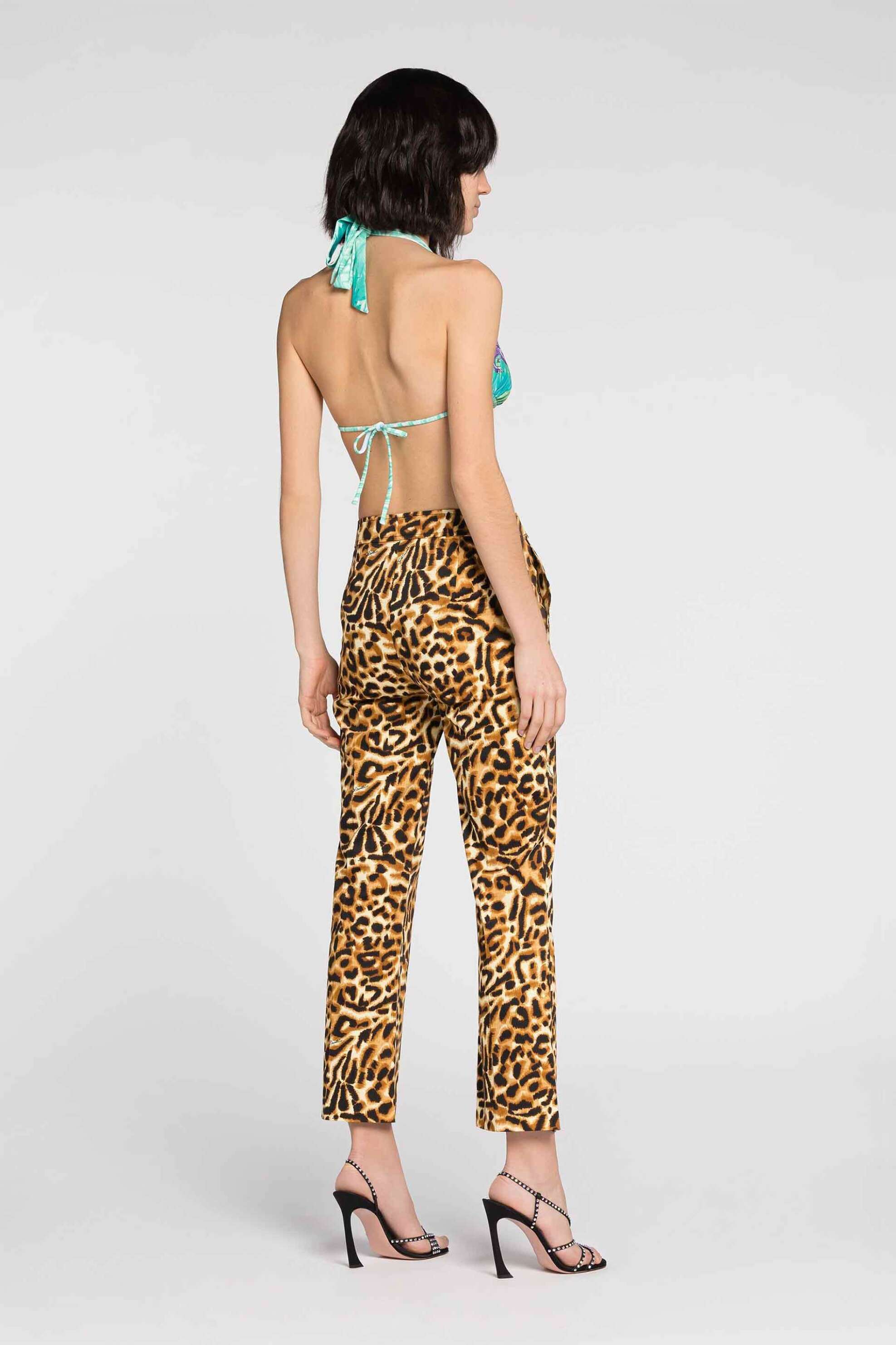 JUST CAVALLI Just Cavalli γυναικείο crop παντελόνι με all-over animal print - 74PBA119NS255 Καφέ - 3