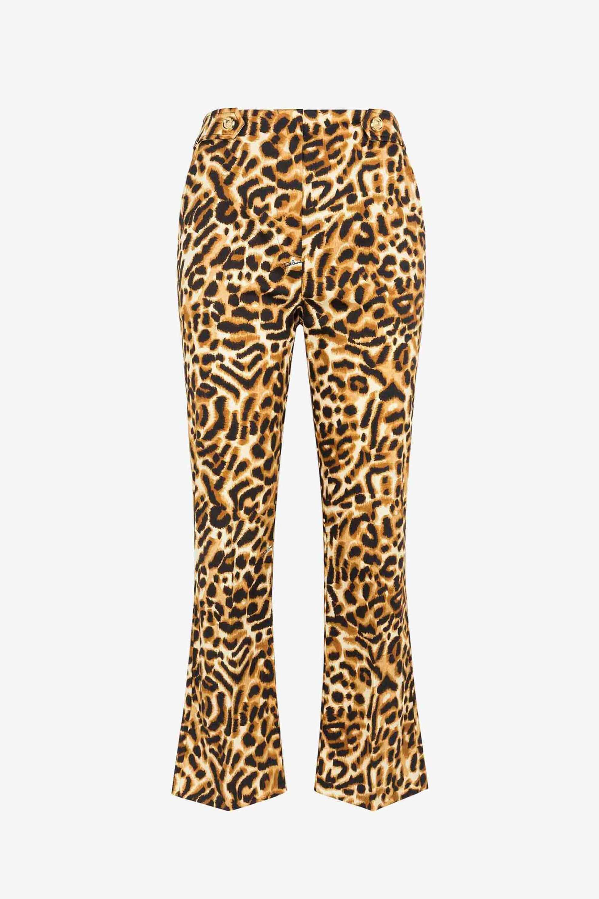 JUST CAVALLI Just Cavalli γυναικείο crop παντελόνι με all-over animal print - 74PBA119NS255 Καφέ - 4