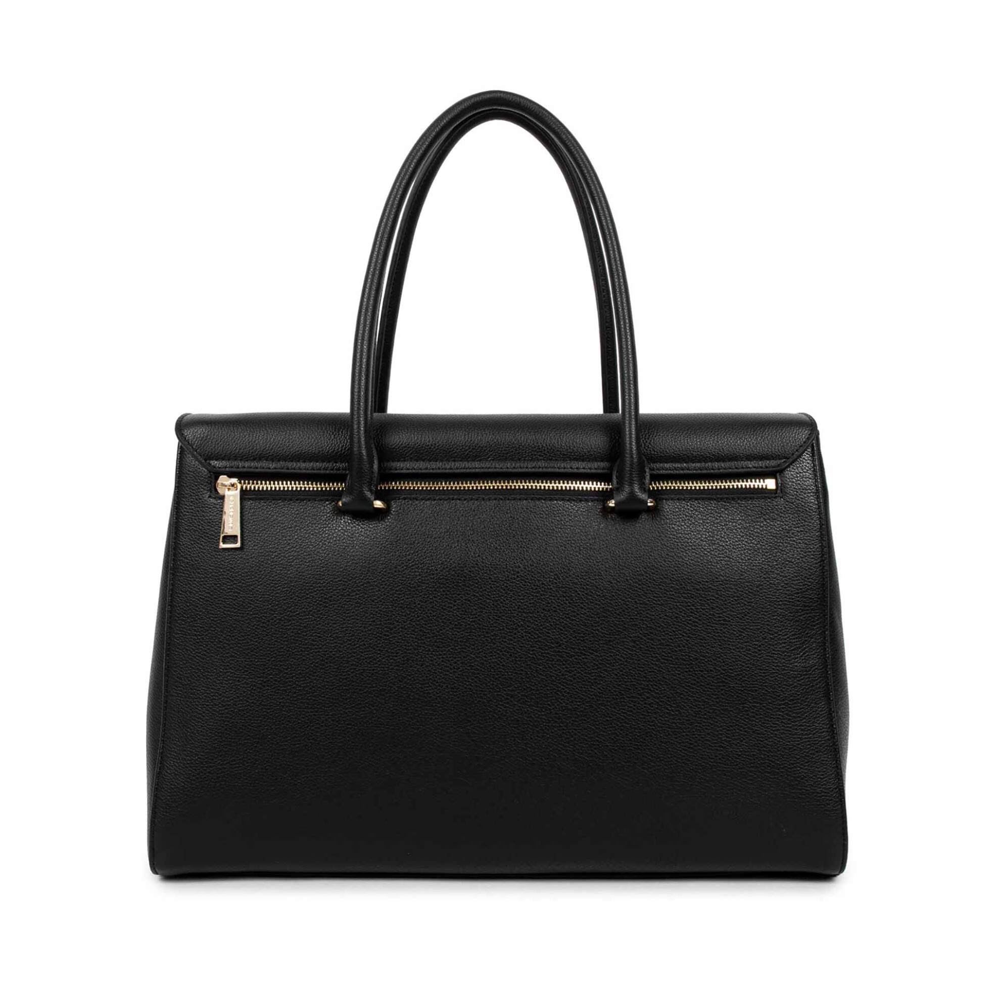 Lancaster γυναικεία δερμάτινη τσάντα ώμου με logo print "Foulonne Milano XL" - 547-57 Μαύρο φωτογραφία