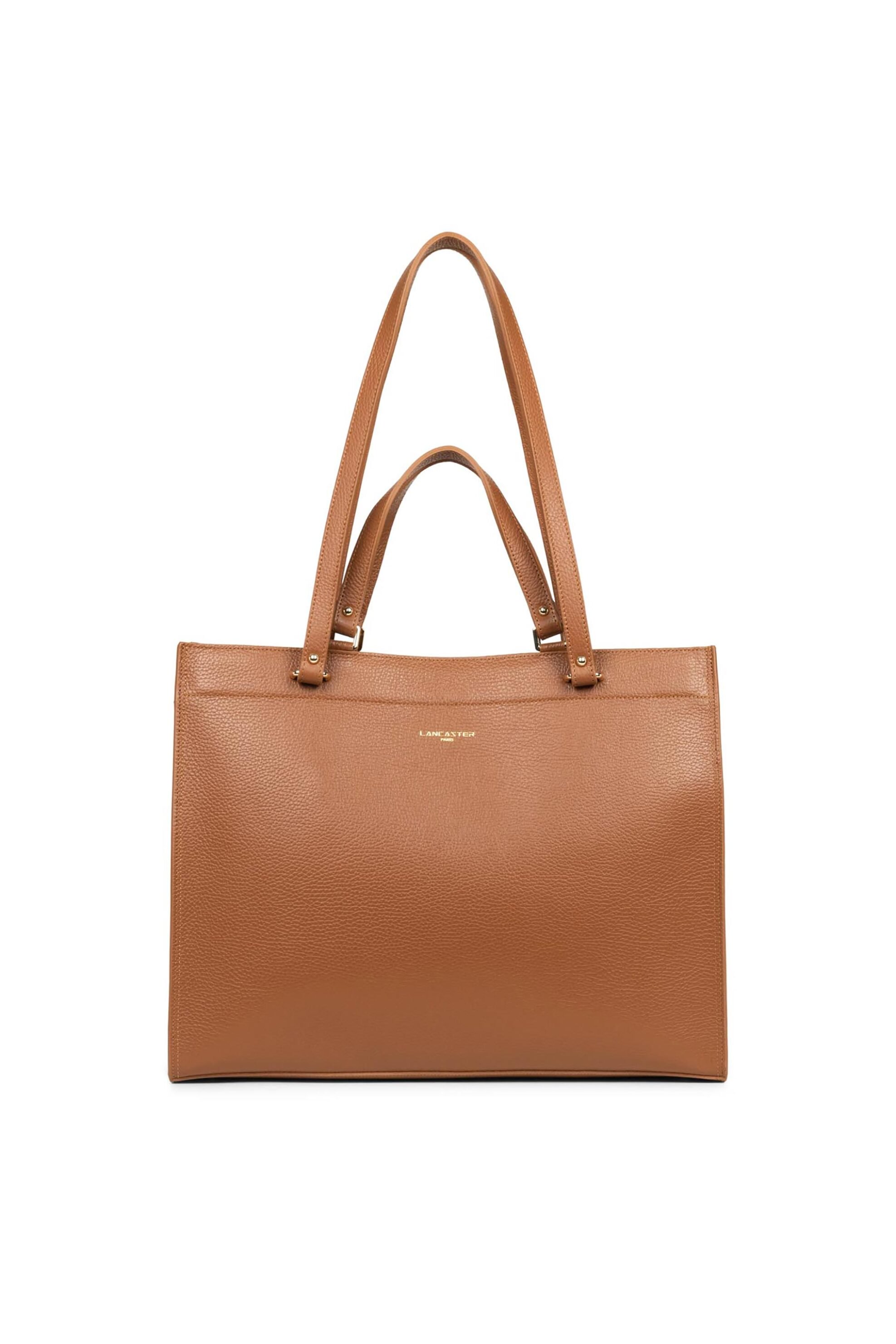 LANCASTER BAGS Lancaster γυναικεία δερμάτινη τσάντα ώμου μονόχρωμη με contrast εσωτερικό "Foulonné Double Très Grand Cabas Épaule" - 470-59 Ταμπά