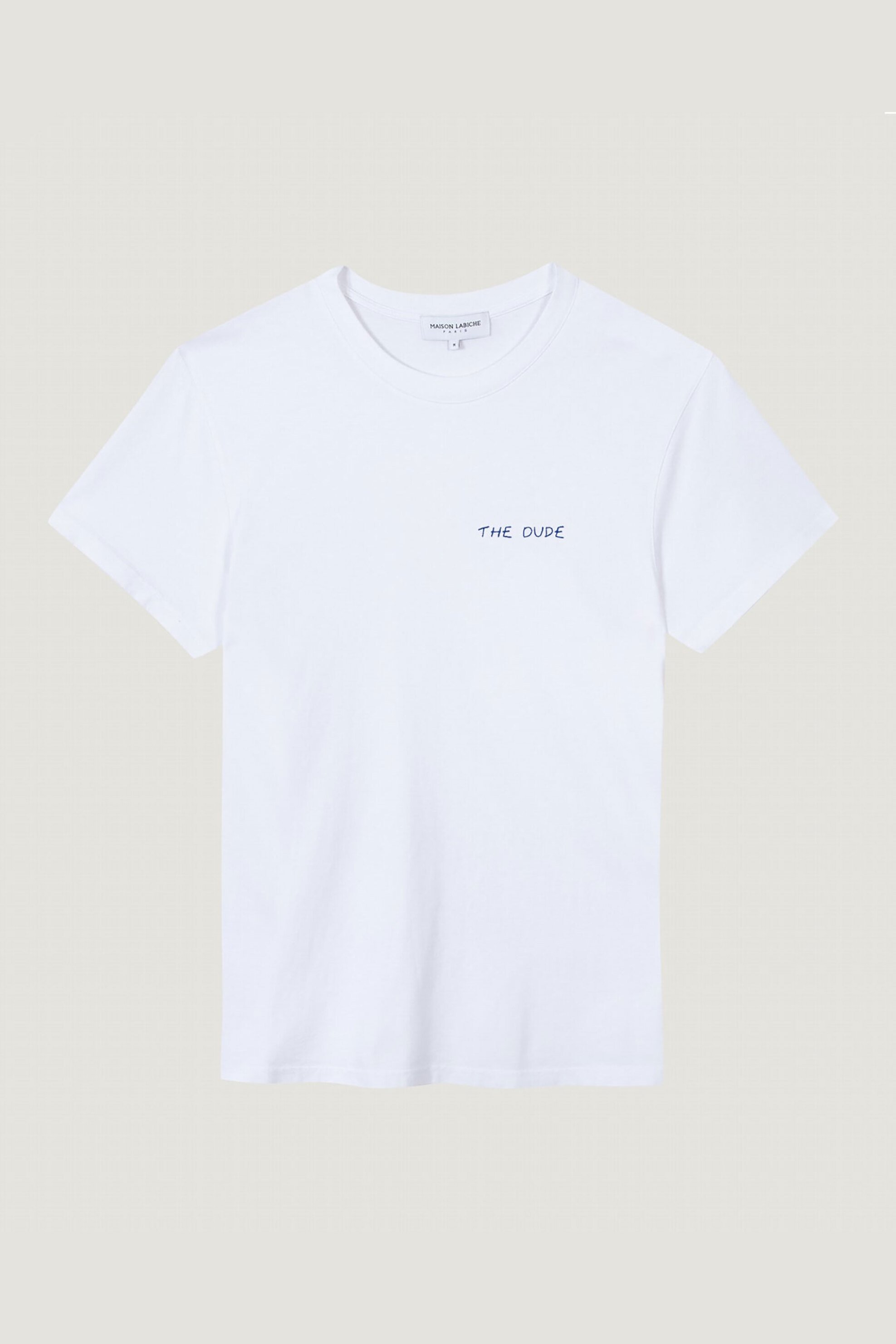 Maison Labiche unisex βαμβακερό T-shirt μονόχρωμο με κεντημένο lettering "The Dude" - PMPOPINDUDE Λευκό