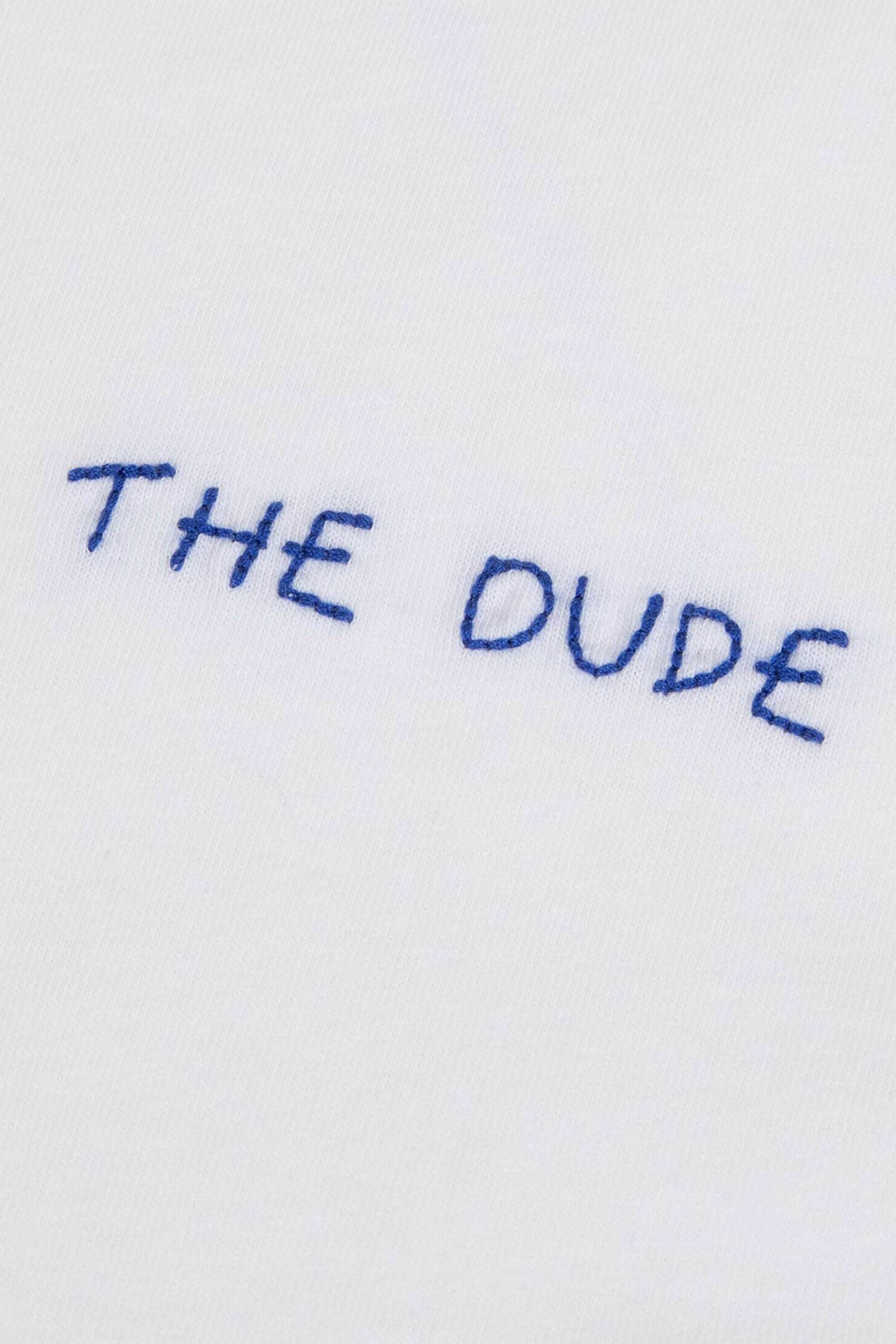 Maison Labiche unisex βαμβακερό T-shirt μονόχρωμο με κεντημένο lettering "The Dude" - PMPOPINDUDE Λευκό φωτογραφία