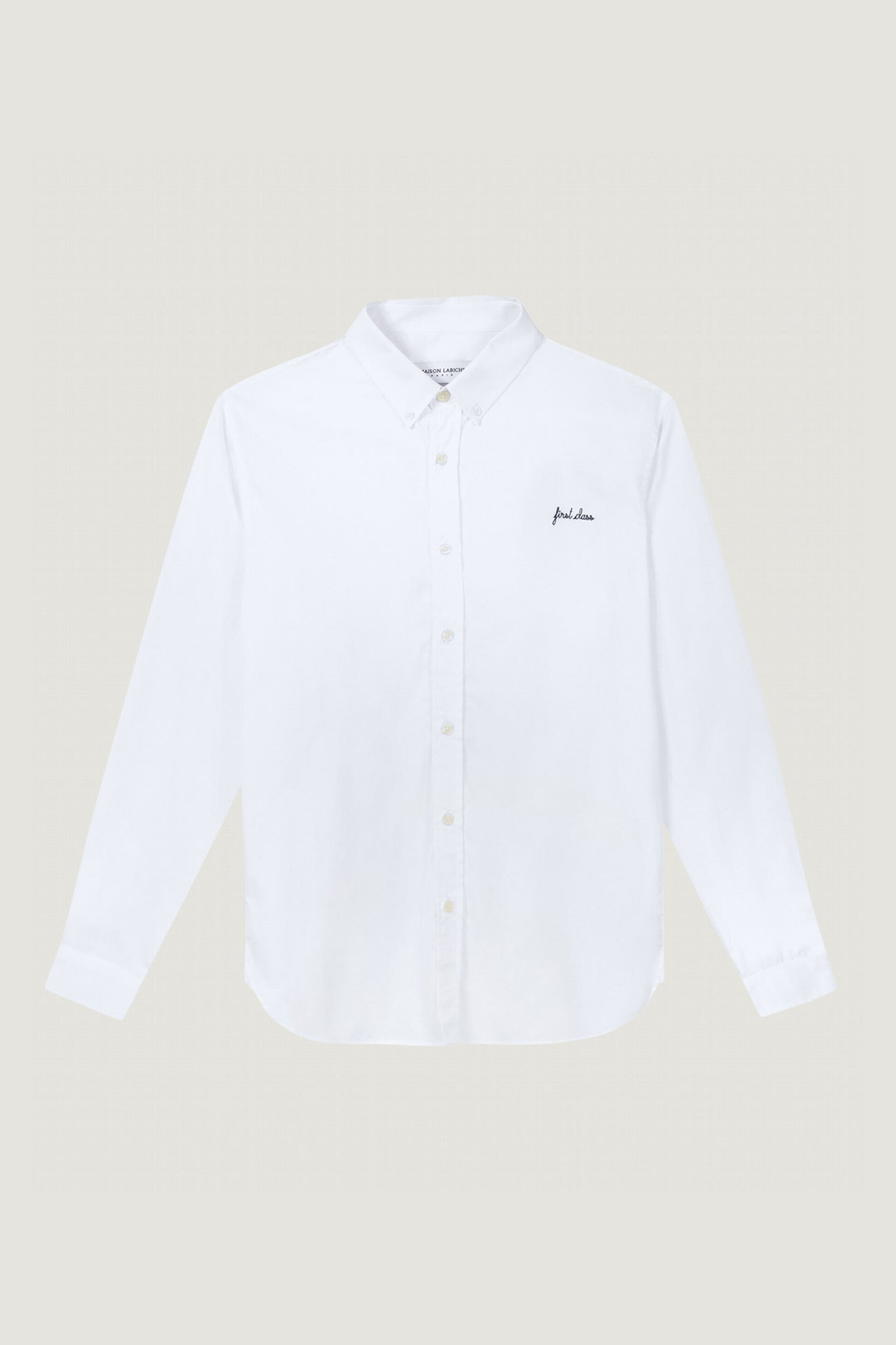 Maison Labiche ανδρικό βαμβακερό πουκάμισο μονόχρωμο "First Class Malesherbes" - RMMALESHFIRST Λευκό