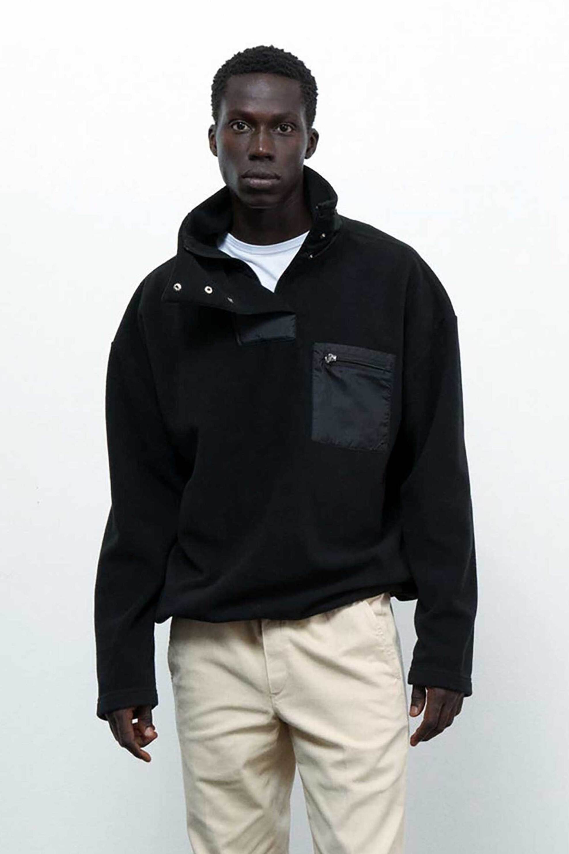 MAISON LABICHE Maison Labiche ανδρική μπλούζα με διπλό γιακά "Mourlot Polar" - RMMOULOTLAB Μαύρο