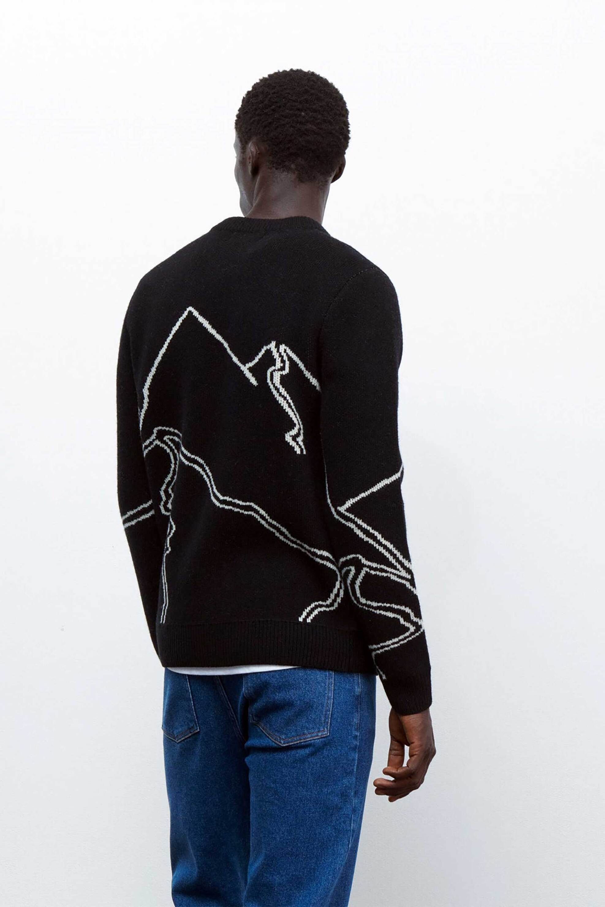 Maison Labiche ανδρική μάλλινη μπλούζα με σχέδιο στην πλέξη "Mountain Pronteau" - RMPRONTEAUMON Μαύρο φωτογραφία