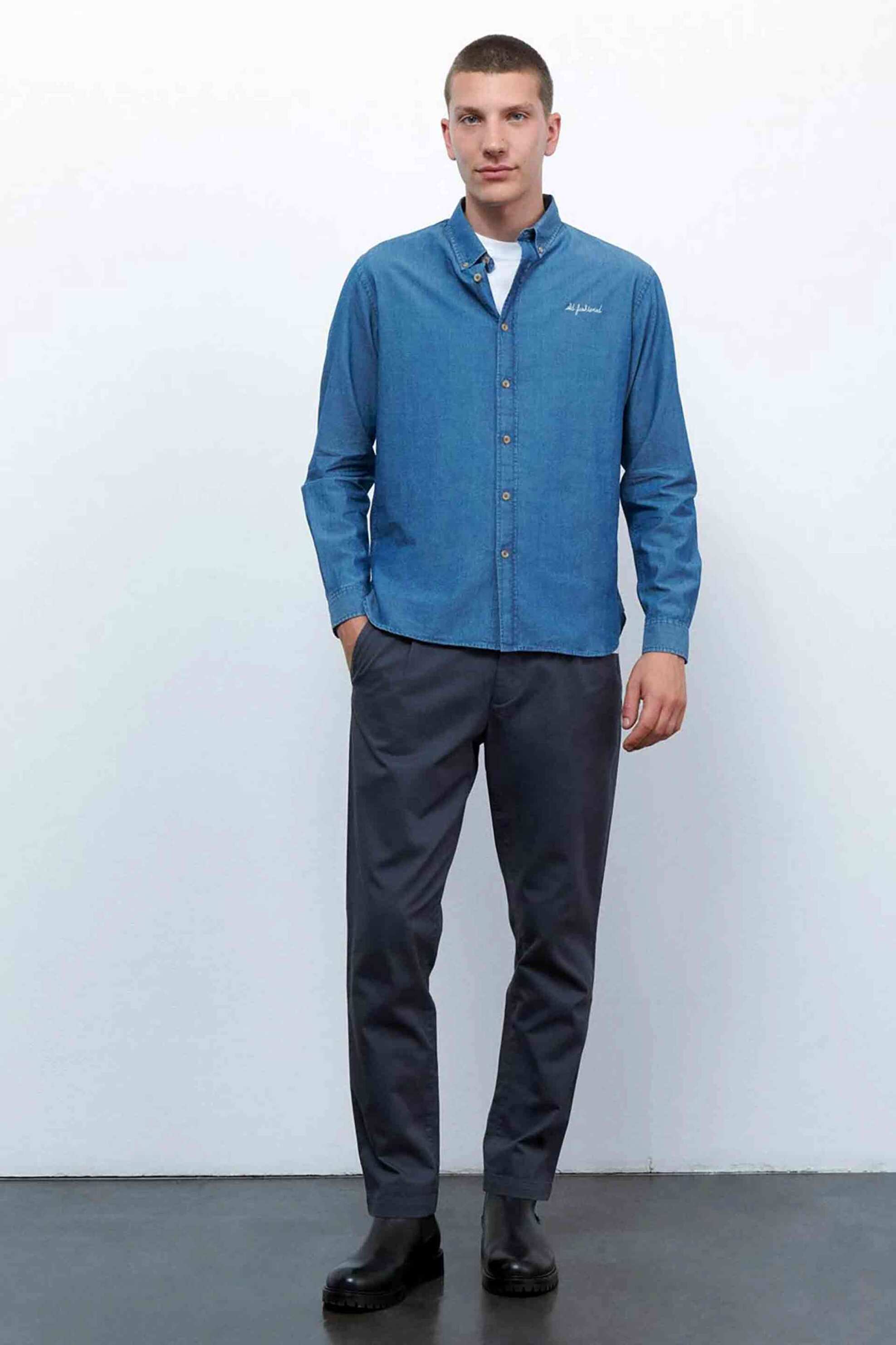 MAISON LABICHE Maison Labiche ανδρικό βαμβακερό casual παντελόνι μονόχρωμο "Rochefoucauld" - RMROCHEFOUCNB Ανθρακί