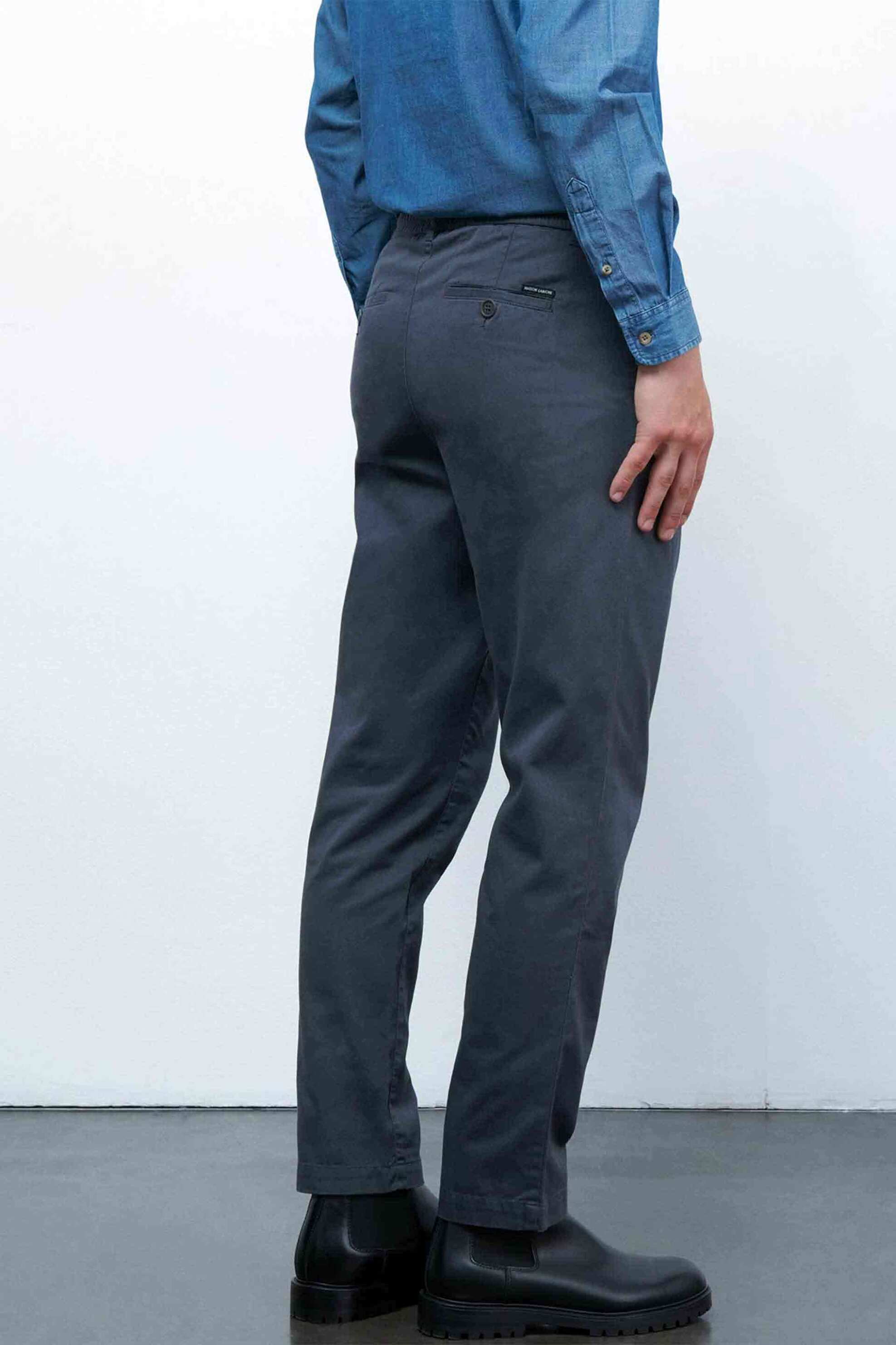 Maison Labiche ανδρικό βαμβακερό casual παντελόνι μονόχρωμο "Rochefoucauld" - RMROCHEFOUCNB Ανθρακί φωτογραφία