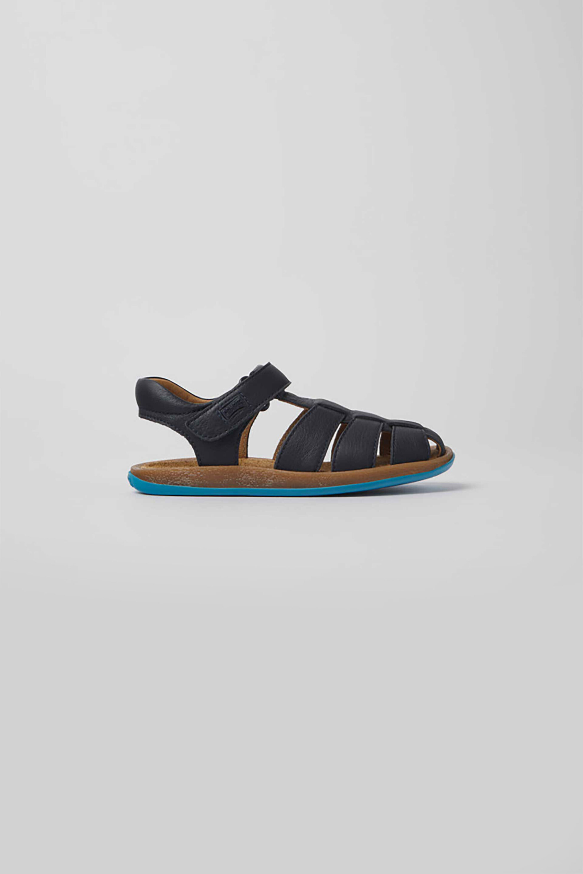 Camper παιδικά δερμάτινα πέδιλα με velcro "Bicho" (28-34) - 80177-067-1 Μπλε Σκούρο
