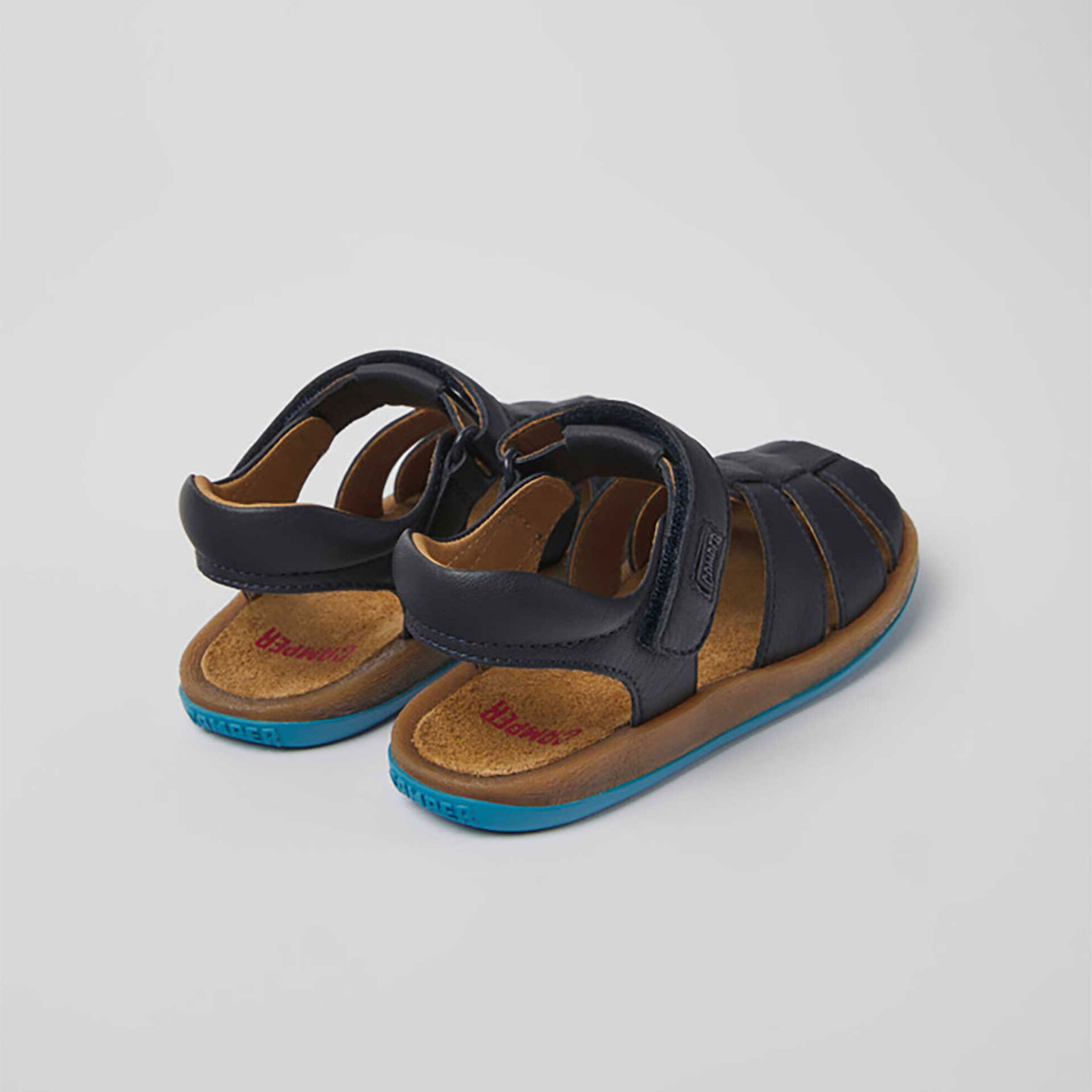 Camper Παιδικά Δερμάτινα Πέδιλα με Velcro Bicho (28-34) - 80177-067-1 Μπλε Σκούρο