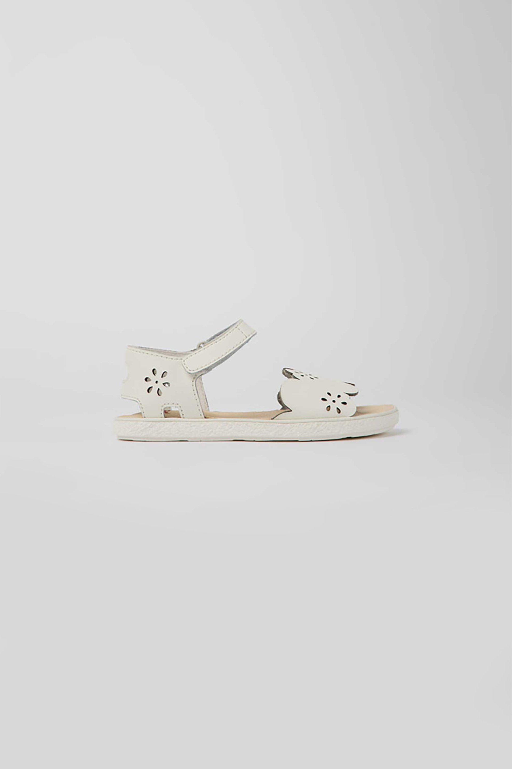 CAMPER Camper παιδικά δερμάτινα πέδιλα με διάτρητο σχέδιο λουλούδι και velcro "Miko" (28-34) - K800477-003-1 Λευκό