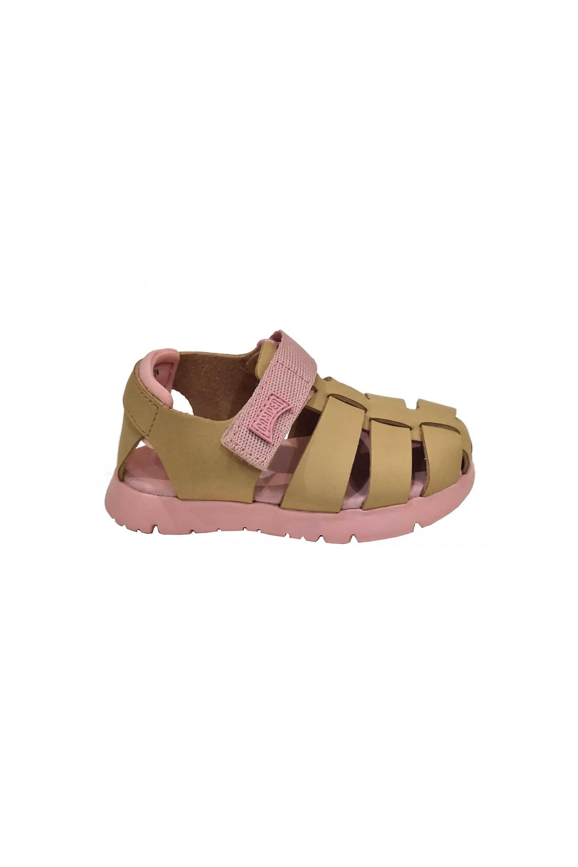 Camper βρεφικά πέδιλα από δέρμα και ύφασμα "Oruga" - K800489-014 Ροζ