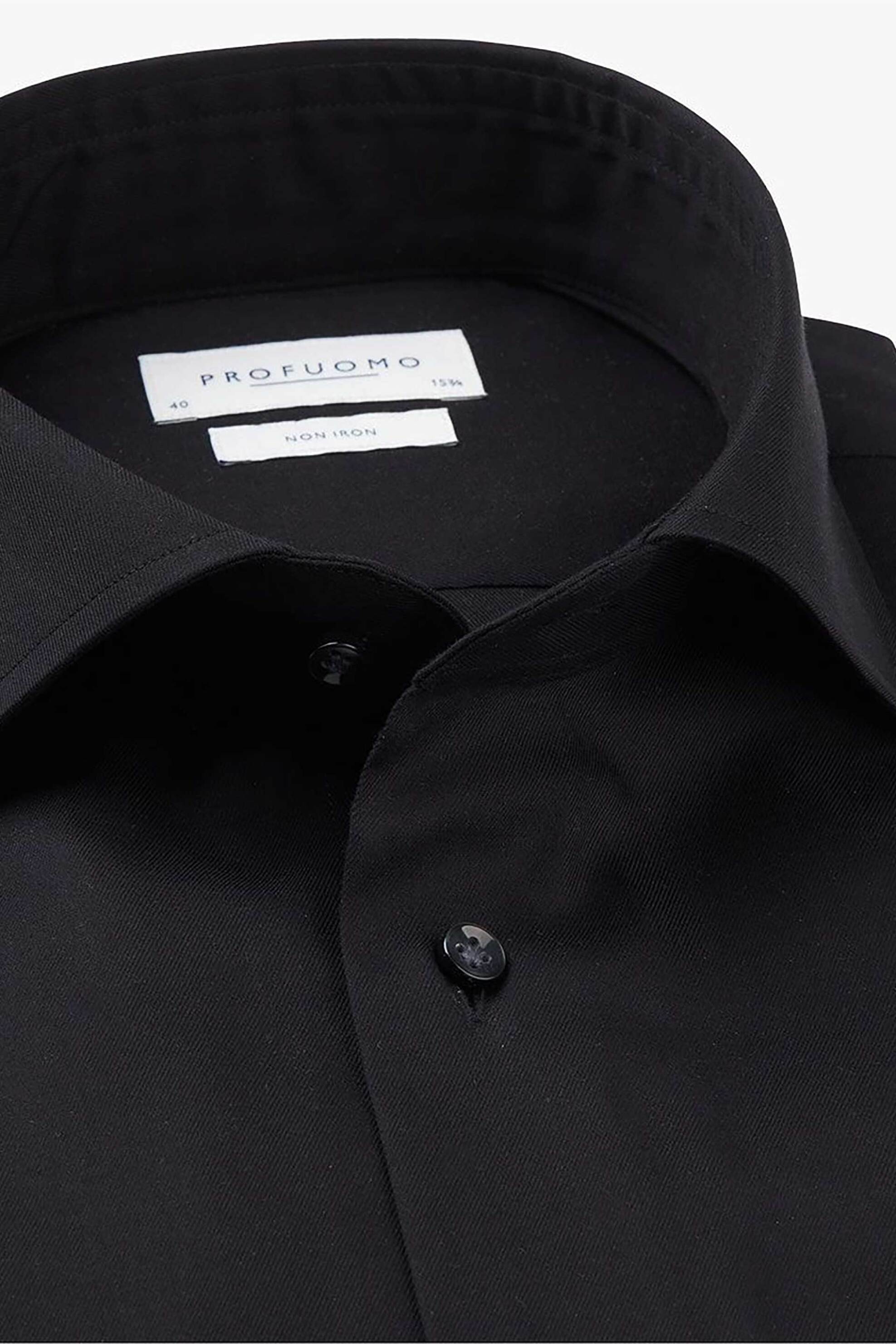 Profuomo ανδρικό πουκάμισο μονόχρωμο Slim Fit "Twill" - PP0H0A003 Μαύρο φωτογραφία