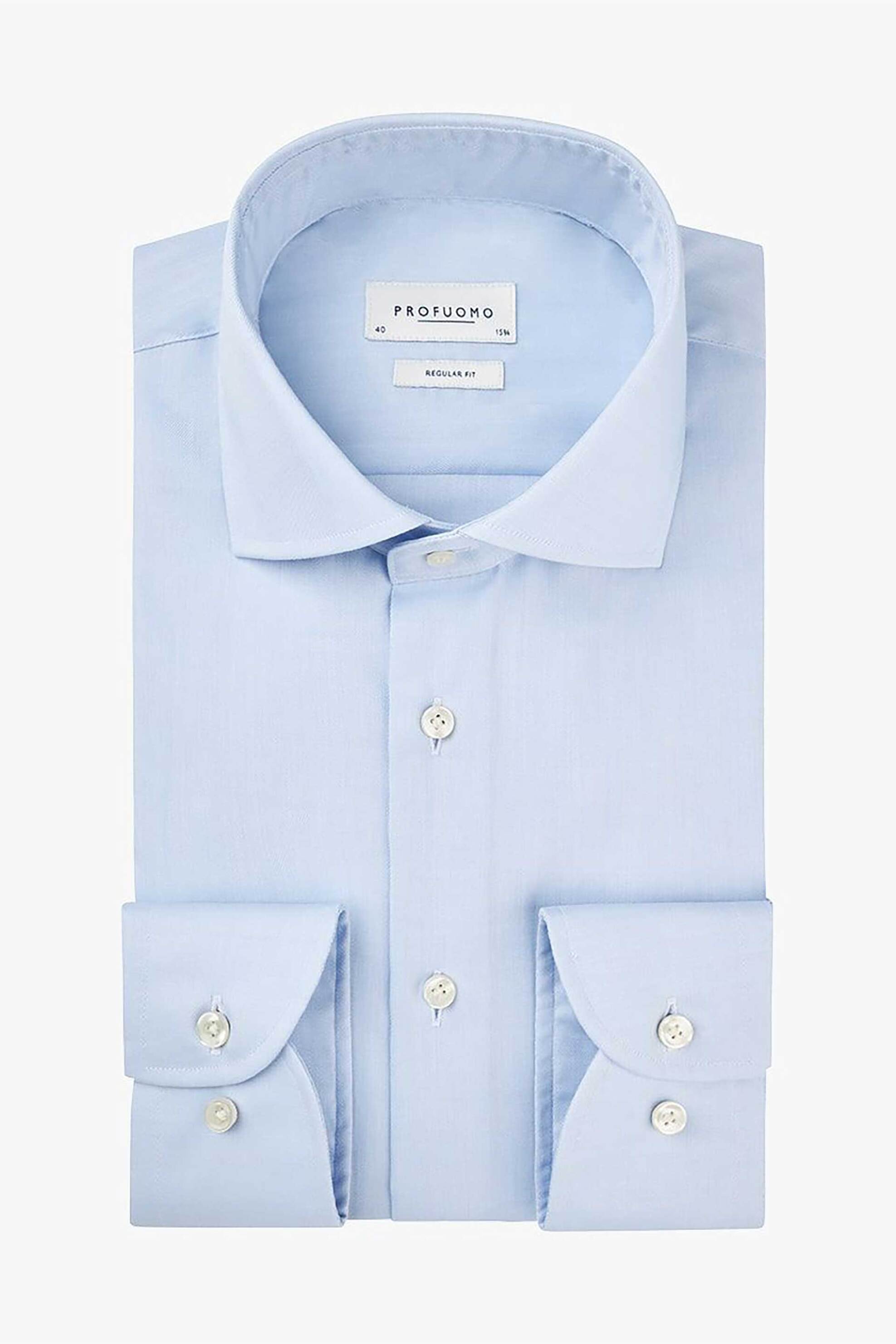 PROFUOMO Profuomo ανδρικό πουκάμισο μονόχρωμο Regular Fit - PP0H0A005 Μπλε Ανοιχτό