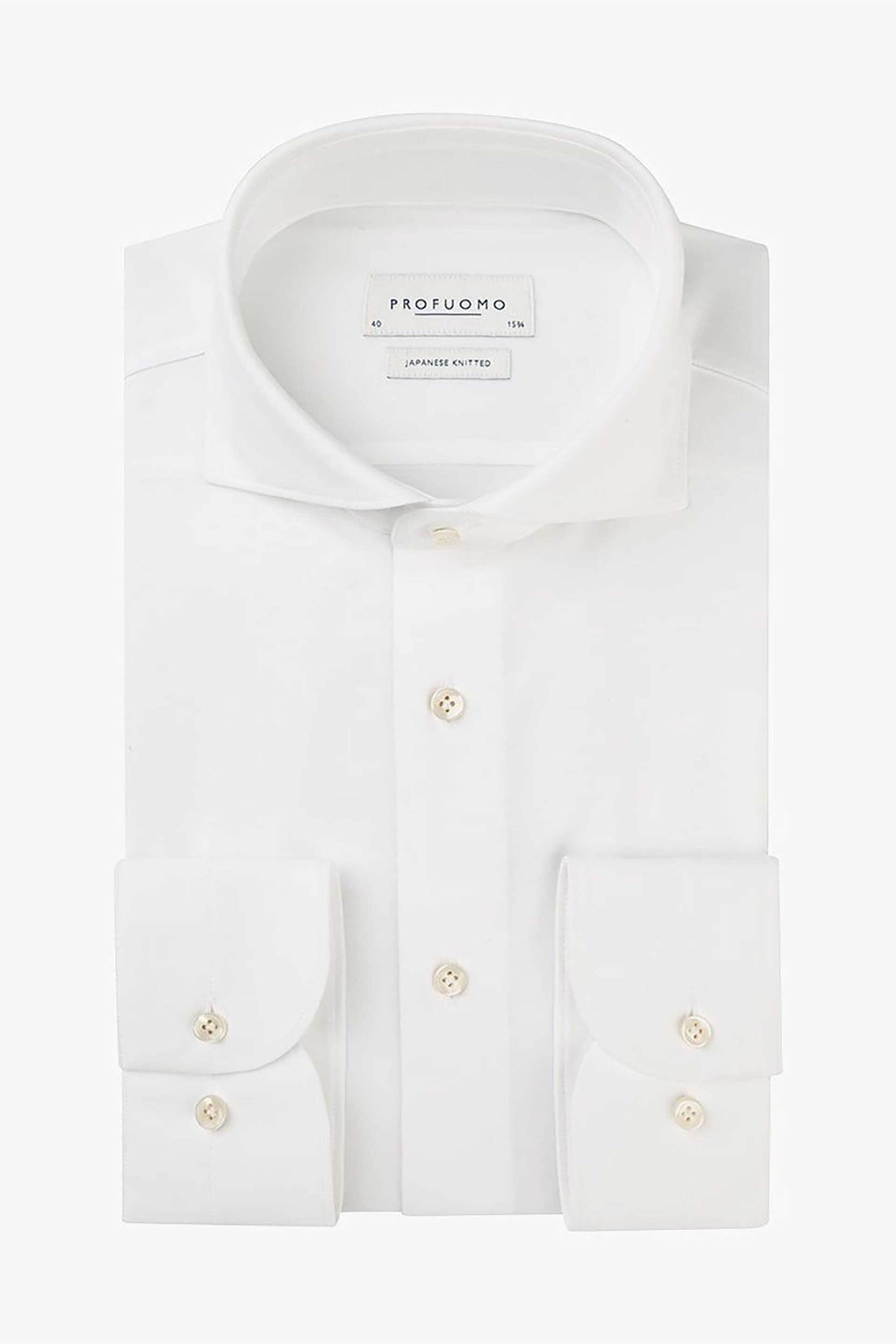 Profuomo ανδρικό πουκάμισο μονόχρωμο Slim Fit "Japanese Knitted" - PP2HC10006 Λευκό φωτογραφία