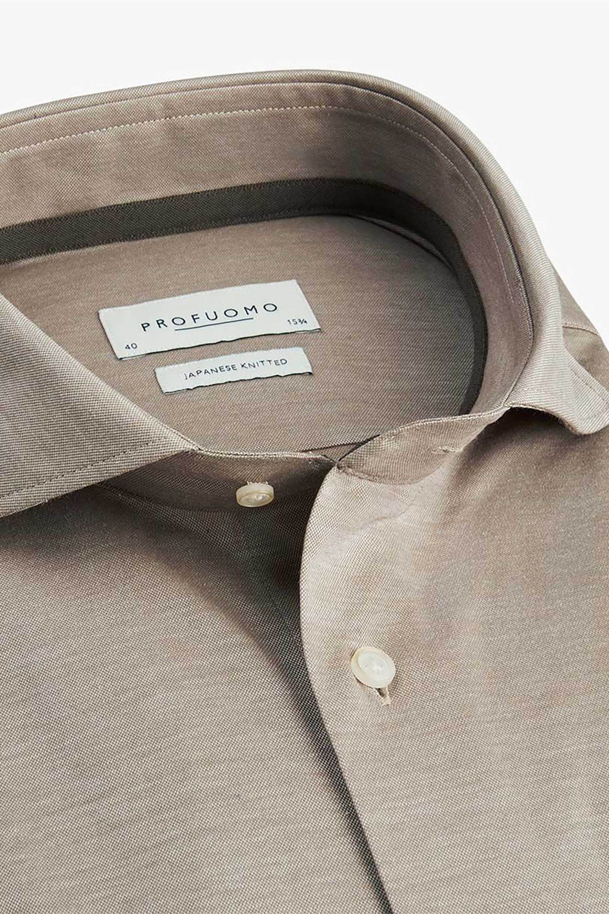 Profuomo ανδρικό πουκάμισο Japanese knitted Slim Fit - PPUH30049C Μπεζ φωτογραφία
