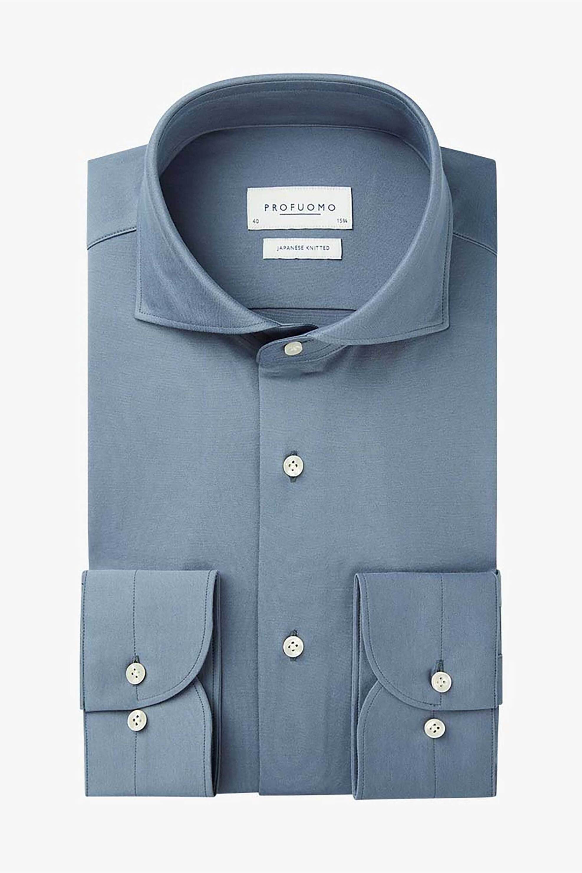 Profuomo ανδρικό πουκάμισο Japanese knitted Slim Fit - PPUH30050A Μπλε